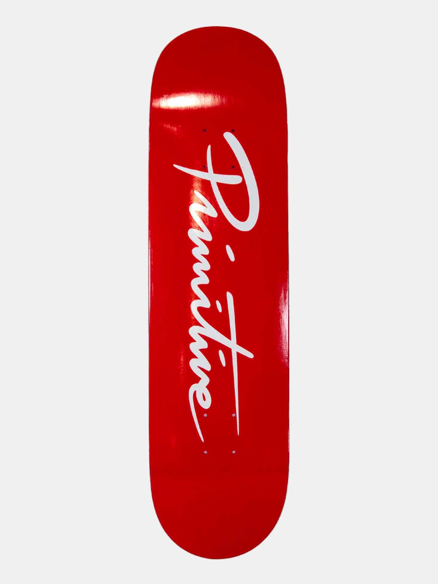 Primitive Skateboard Deck - Nuevo Script Core Red - High Performance Skateboard for Street & Park Riding