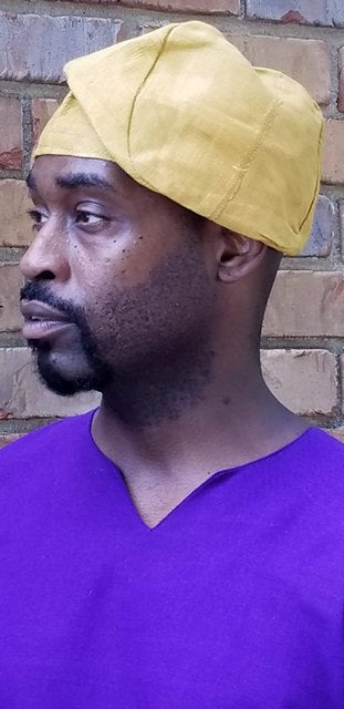 Authentic Gold African Aso Oke Hat - Traditional Nigerian Headwear for Men & Women - Perfect for Weddings, Cultural Events & Fashion Statements