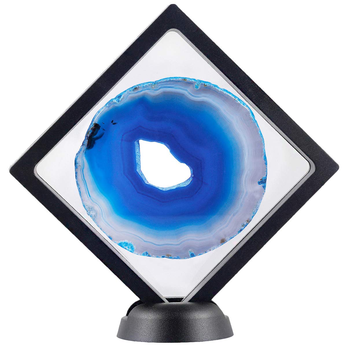 MookaiteDecor Agate Slices Display Stand Box - Premium Medallion Coin Gemstone Jewelry Specimen Showcase with Double Sided Floating Frame | Perfect for Home Decor, Mineral Collection & Gift Presentation