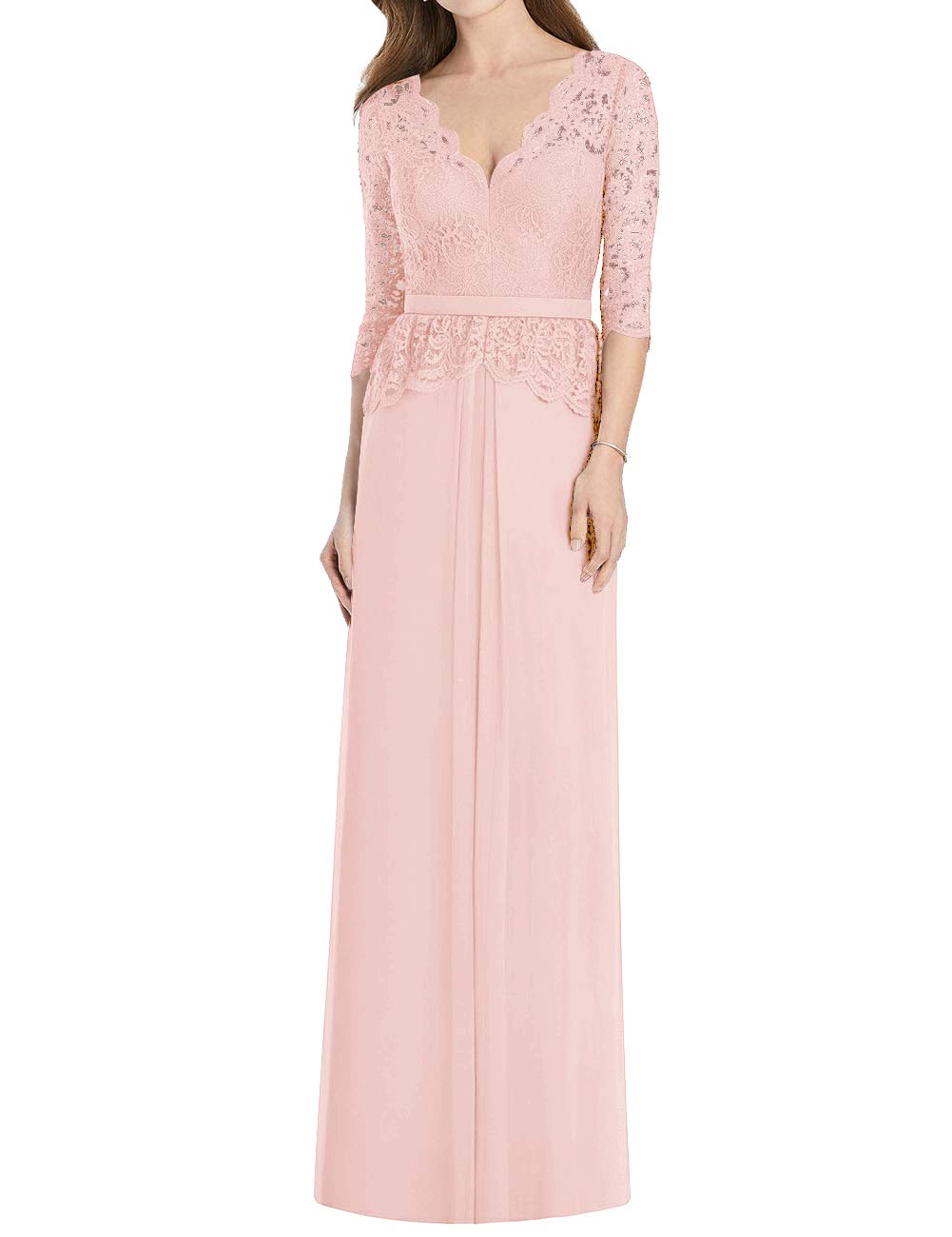 Elegant Long Chiffon Lace Mother of the Bride Dresses with Sleeves - Formal Evening Gowns for Wedding Ceremonies, Receptions & Special Occasions