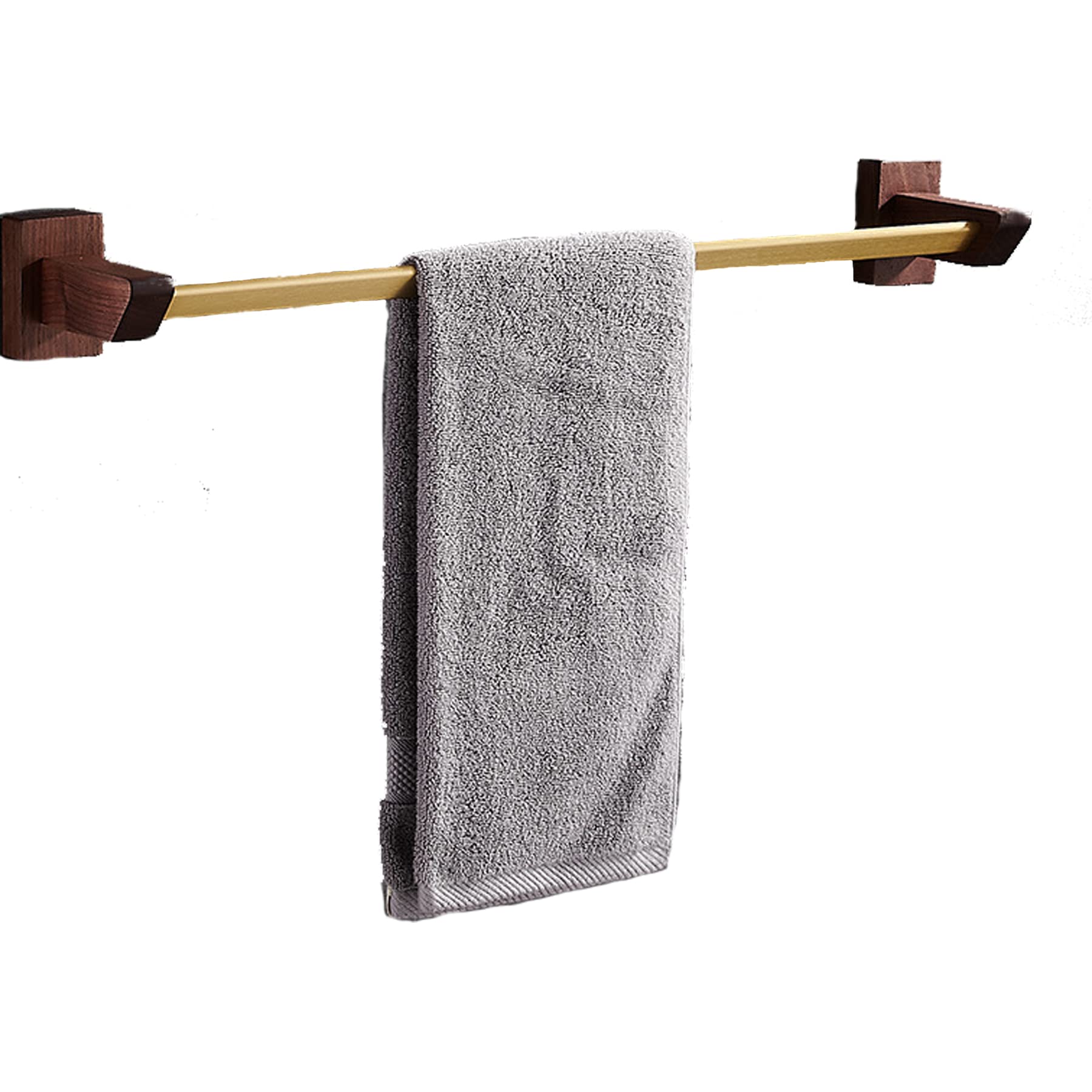 Walnut Bathroom Towel Rack - Single Pole Hanging Rod for Bath & Toilet Storage