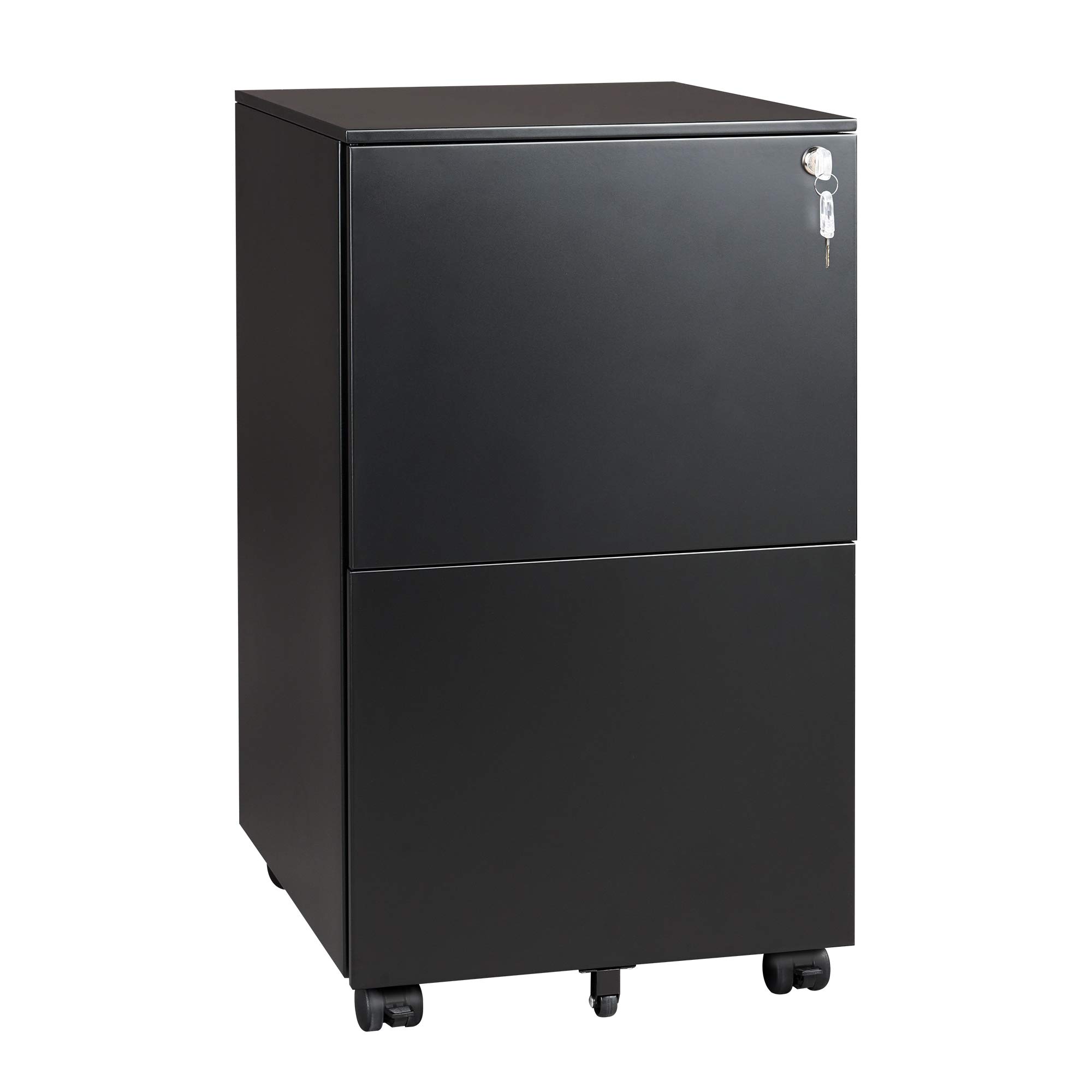 DEVAISE Mobile Filing Cabinet with Lock - Vertical File Organizer for Legal, Letter & A4 Size Documents - Fully Assembled (Wheels Not Included) - Black - Perfect for Office, Home or Classroom Organization
