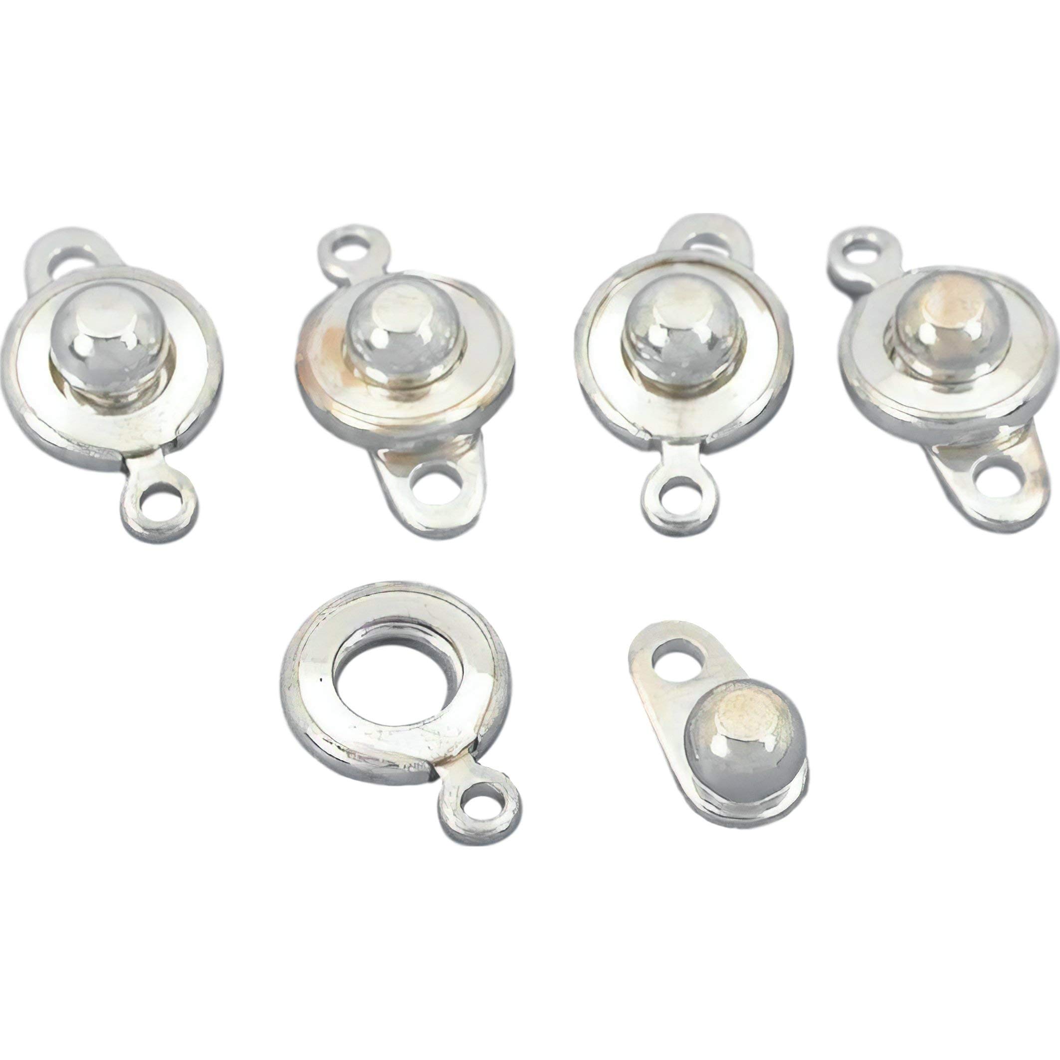 5 Pcs Silver Plated Ball & Socket Snap Clasps for Jewelry Making - DIY Necklace, Bracelet & Earring Findings - Perfect for Crafting, Beading & Jewelry Repair