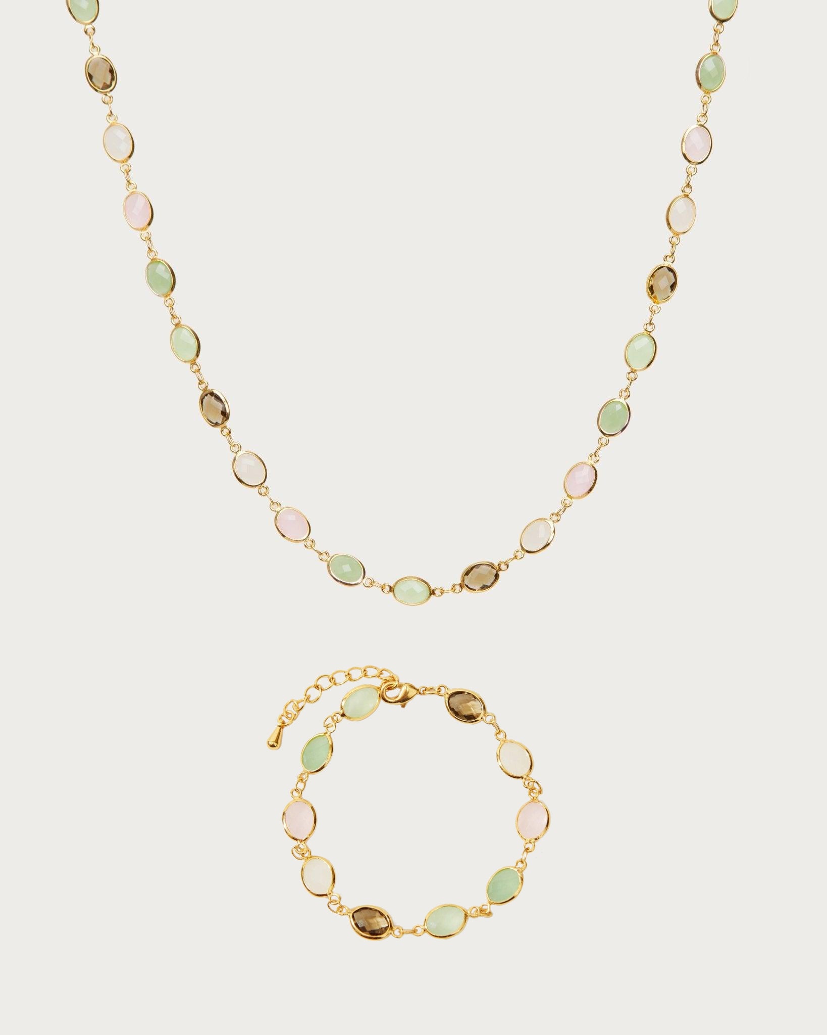 Whimsical Romance Stone Necklace and Bracelet Set - Elegant Jewelry Gift for Women, Perfect for Valentine's Day, Anniversary & Date Night