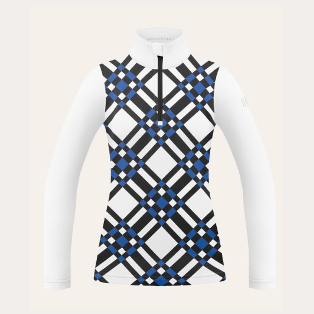 White Pepper Women's Cross Plaid Base Layer Shirt - Acid Blue | Thermal Underwear for Winter, Layering & Outdoor Activities
