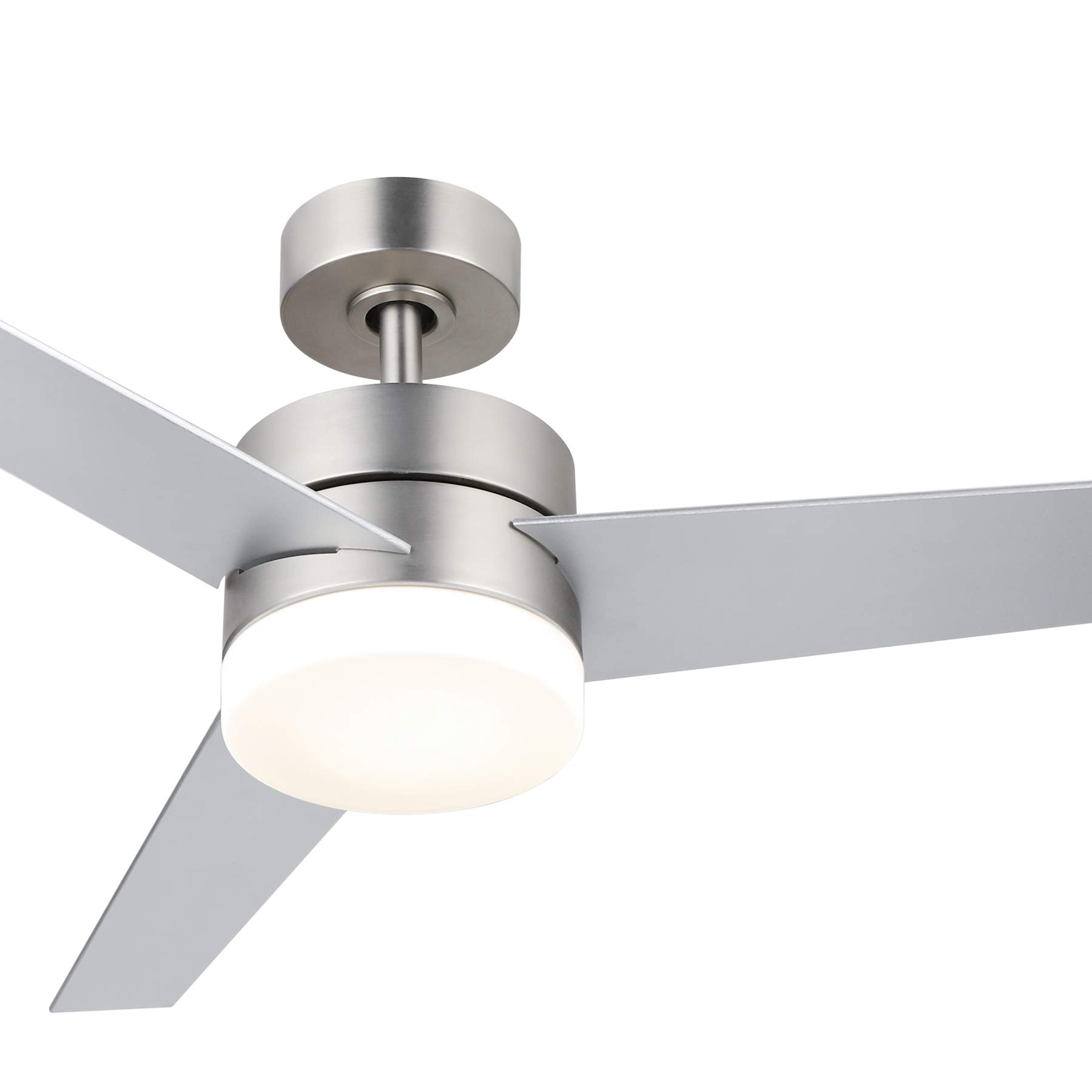 VONLUCE 52 Inch Modern Ceiling Fan with LED Light and Remote Control, Brushed Nickel Finish, 3 Reversible Blades, ETL Certified - Perfect for Kitchen, Bedroom, Living Room and Office Spaces