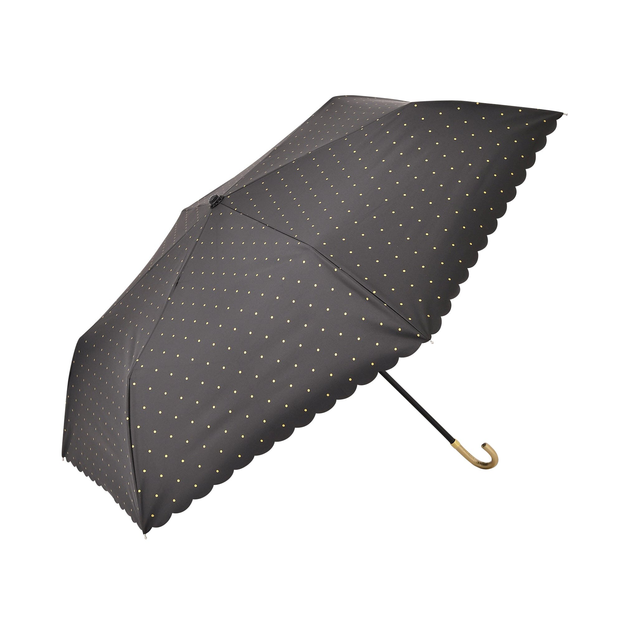 Dot Glitter Heat Cut Folding Umbrella 50cm Black - Compact UV Protection & Waterproof for Women & Men - Perfect for Sunny Days, Rainy Weather, Travel & Outdoor Activities