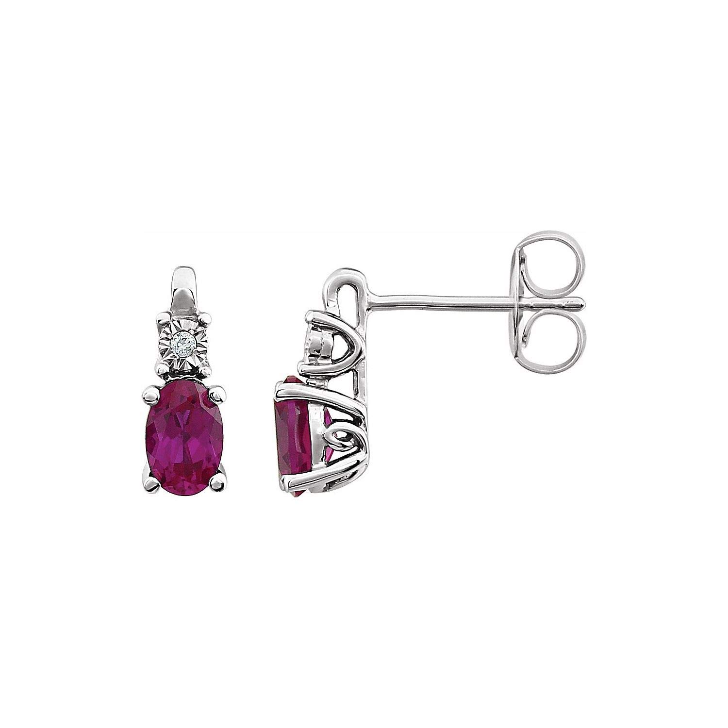 14K White Gold Created Opal & Diamond Stud Earrings for Women - 0.02 CTW Fine Jewelry Gift for Her - Perfect for Weddings, Anniversaries & Special Occasions