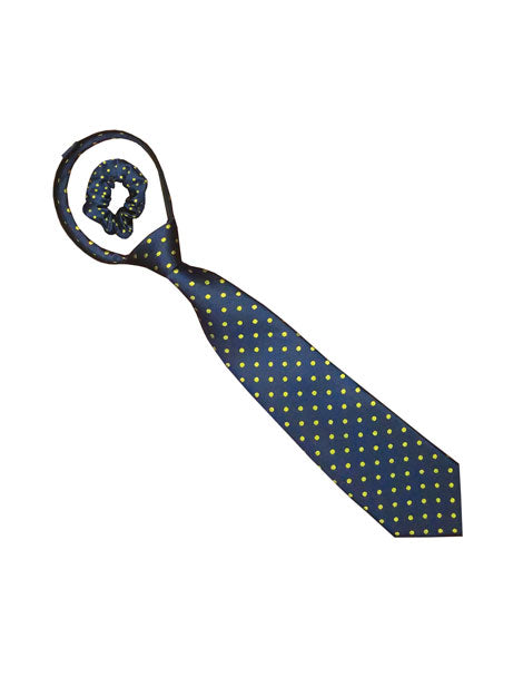Polka Dot Kids Necktie with Gold Dots - Adjustable Zipper Tie for Boys & Girls - Perfect for School, Weddings & Formal Events