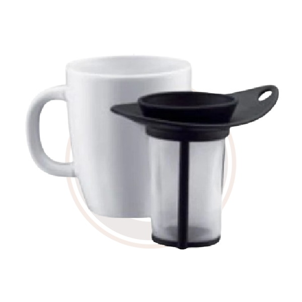 Bodum Porcelain Yo Yo Set - 2-Piece Mug and Tea Strainer for Loose Leaf Tea | Perfect for Home, Office, and Gifts | Elegant Tea Brewing Accessories