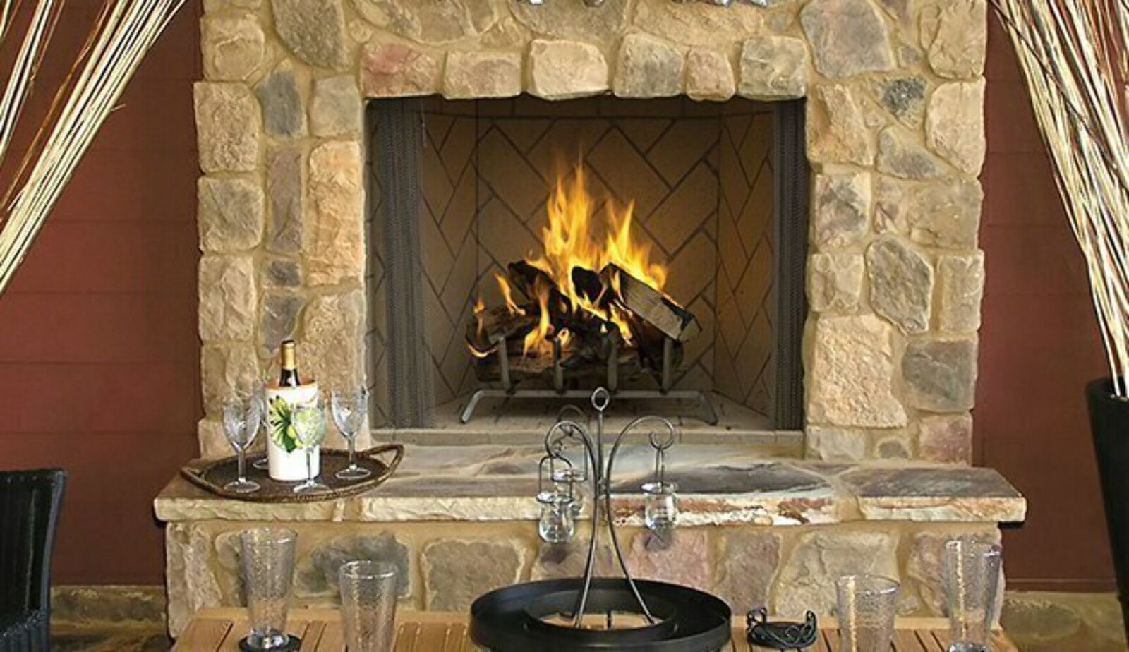 50 Inch Outdoor Wood Fireplace with Paneled Design - WRE4550 | Rustic Backyard Fire Pit for Patio, Garden & Camping Gatherings