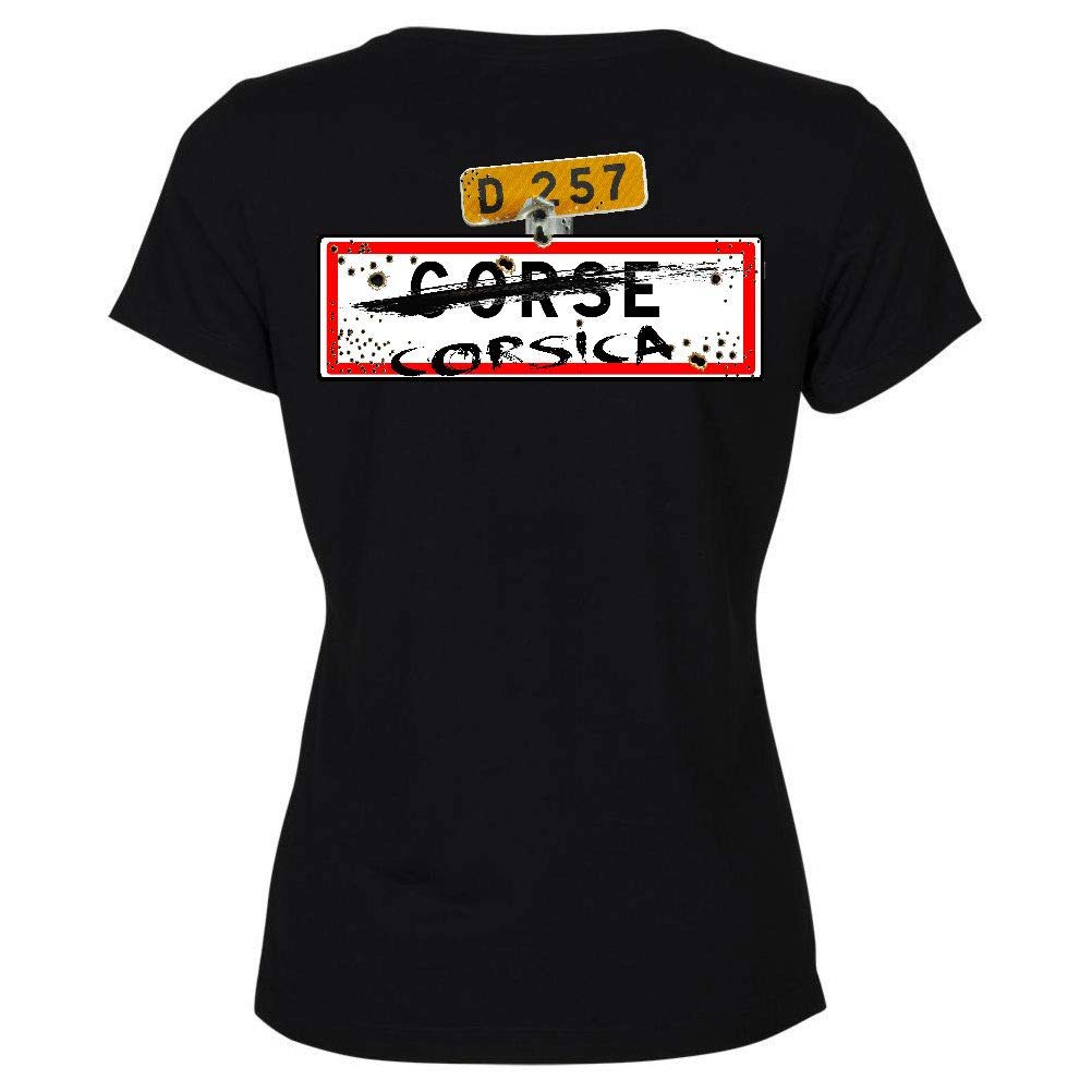 Corsica Women's Black Graphic Tee Shirt with Back Print - Size S - Casual Streetwear T-Shirt for Everyday Wear & Outfits
