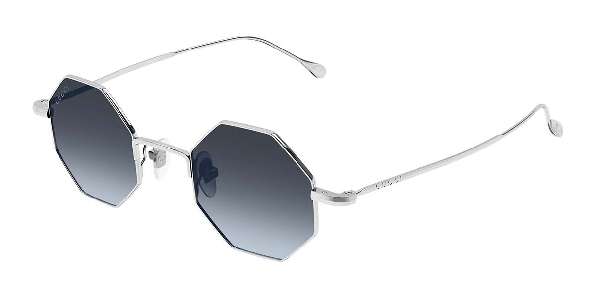 Gucci GG1814S Silver Grey Hexagon Sunglasses for Women - Luxury Designer Shades for Fashion, Beach & Outdoor Activities