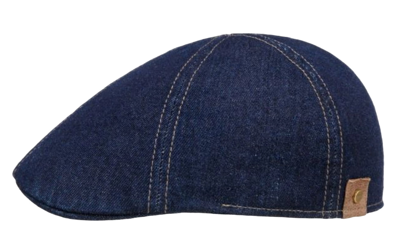 Stetson 'Texas' Cotton 6-Panel Dark Denim Ivy Flat Cap for Men - Casual & Outdoor Wear, Perfect for Hiking, Travel, and Everyday Style