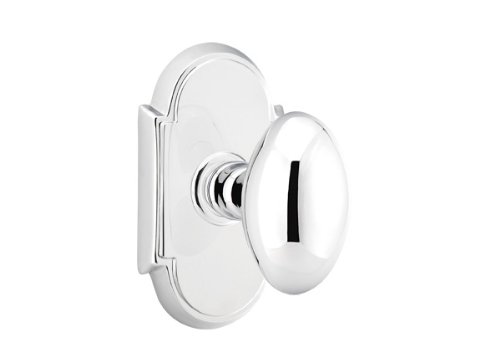 Emtek Passage Door Knob Set - Style 8 Rosette with Egg Knob in Polished Chrome (US26) | Premium Interior Door Hardware for Homes & Offices