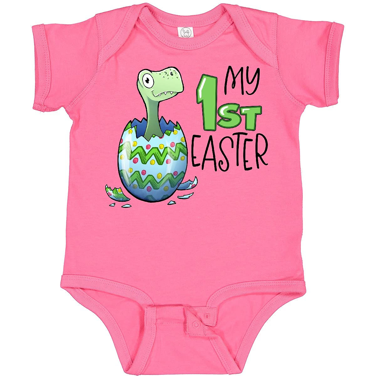 Inktastic My 1st Easter Dinosaur Hatching Easter Egg Baby Bodysuit - Cute Dino Themed Easter Outfit for Infants & Newborns - Perfect for Easter Photo Shoots, Egg Hunts & Holiday Celebrations