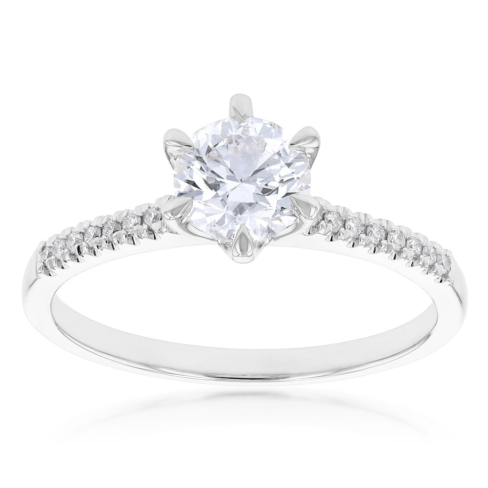 18ct White Gold 1.10 Carat Solitaire Engagement Ring with 1.00 Carat GIA Certified Diamond Center Stone - Perfect for Proposals, Anniversaries & Special Occasions