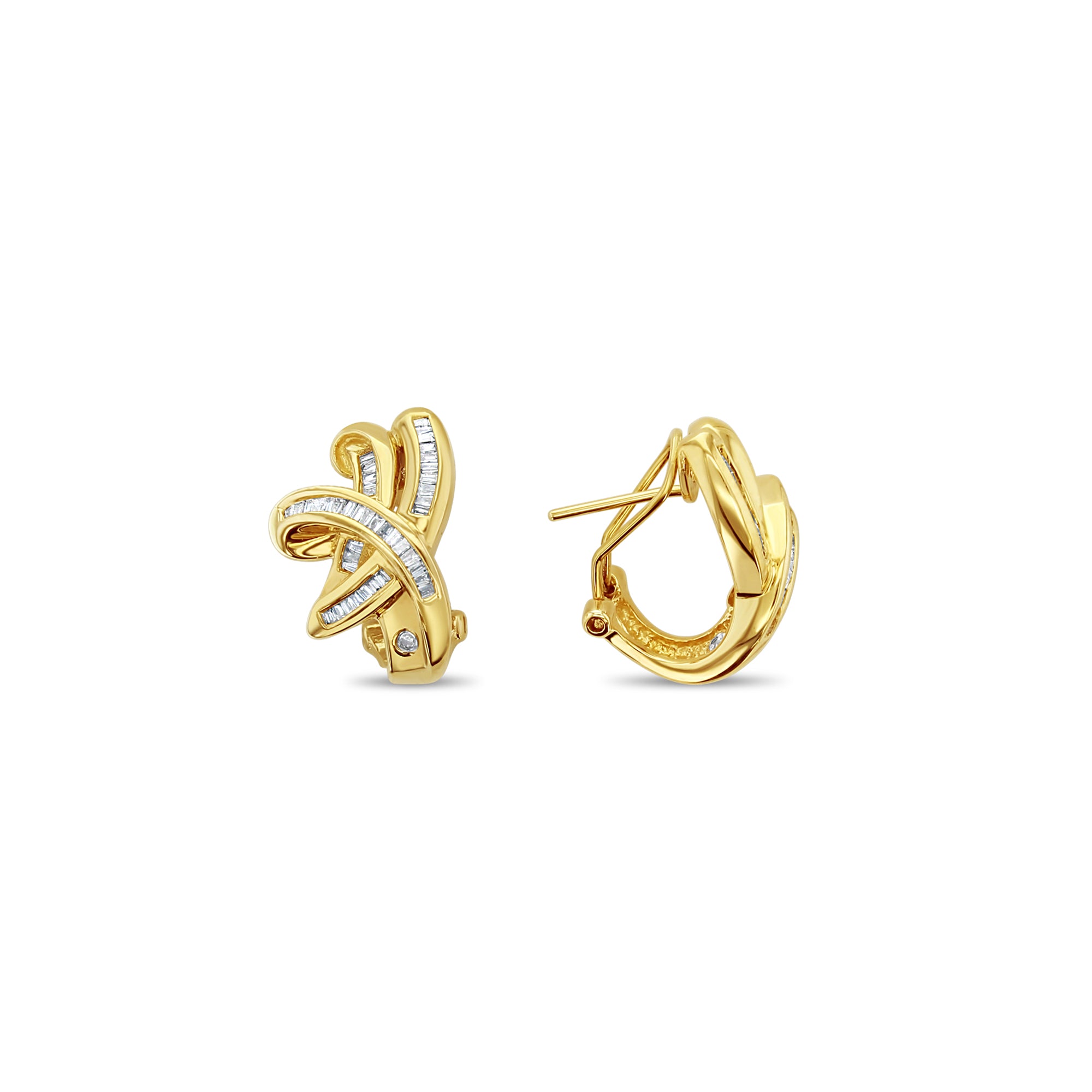 0.73cttw Baguette Diamond Earrings in 14k Yellow Gold - Elegant Stud Earrings for Women, Perfect for Weddings, Parties & Everyday Wear