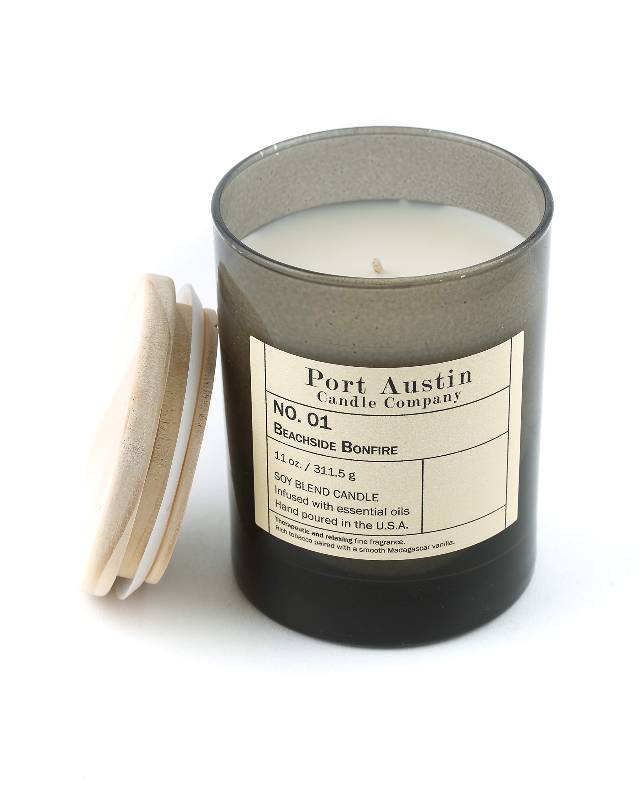 Beachside Bonfire Tobacco & Vanilla Scented Soy Wax Candle - 11oz Jar for Home, Relaxation & Romantic Ambiance