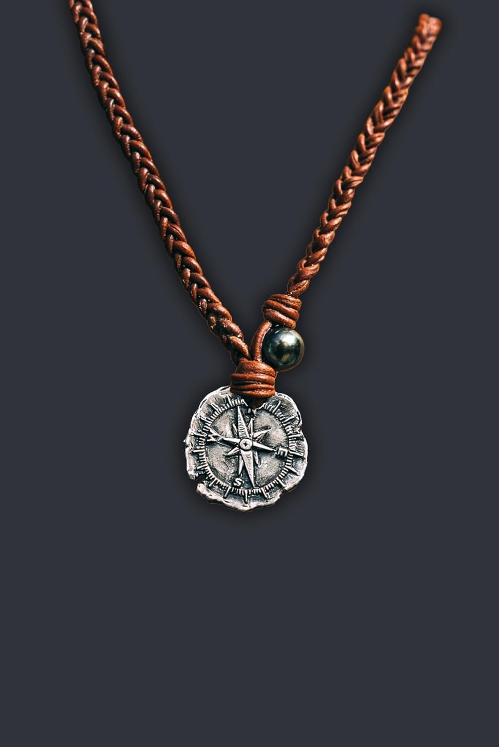 **Premium 925 Silver Coin Necklace with Authentic Leather Cord – Adjustable Handmade Spanish Cross Design Pendant for Men & Women – Perfect Jewelry Gift (Compass Coin) – Ideal for Everyday Wear, Special Occasions & Unique Gifts**