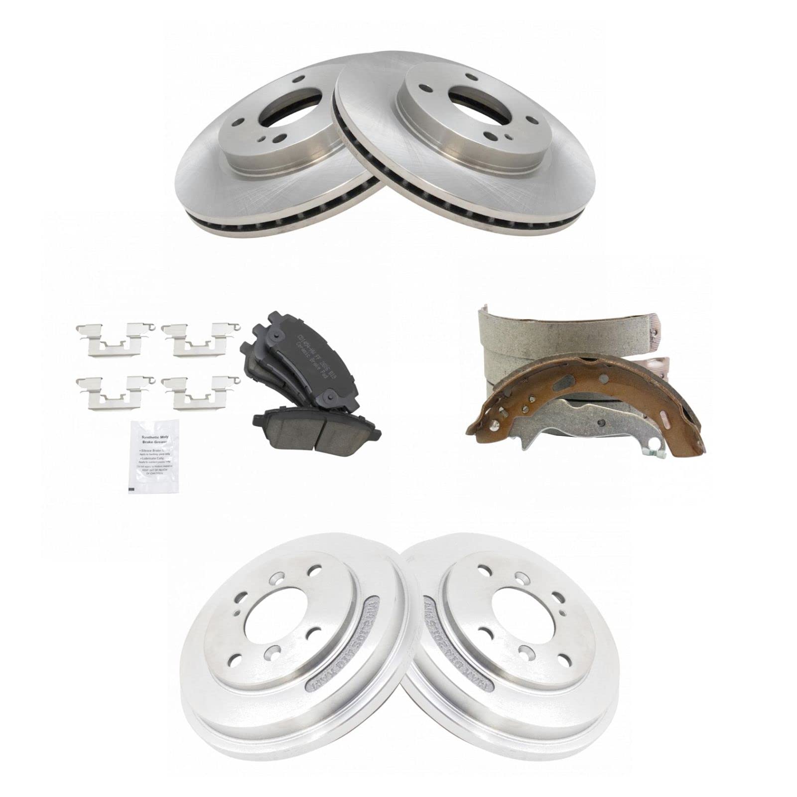 High-Performance Front & Rear Ceramic Disc Brake Pads, Rotors, Shoes & Drum Kit for Ford Fiesta - Smooth Stopping Power for City Driving & Highway Commutes
