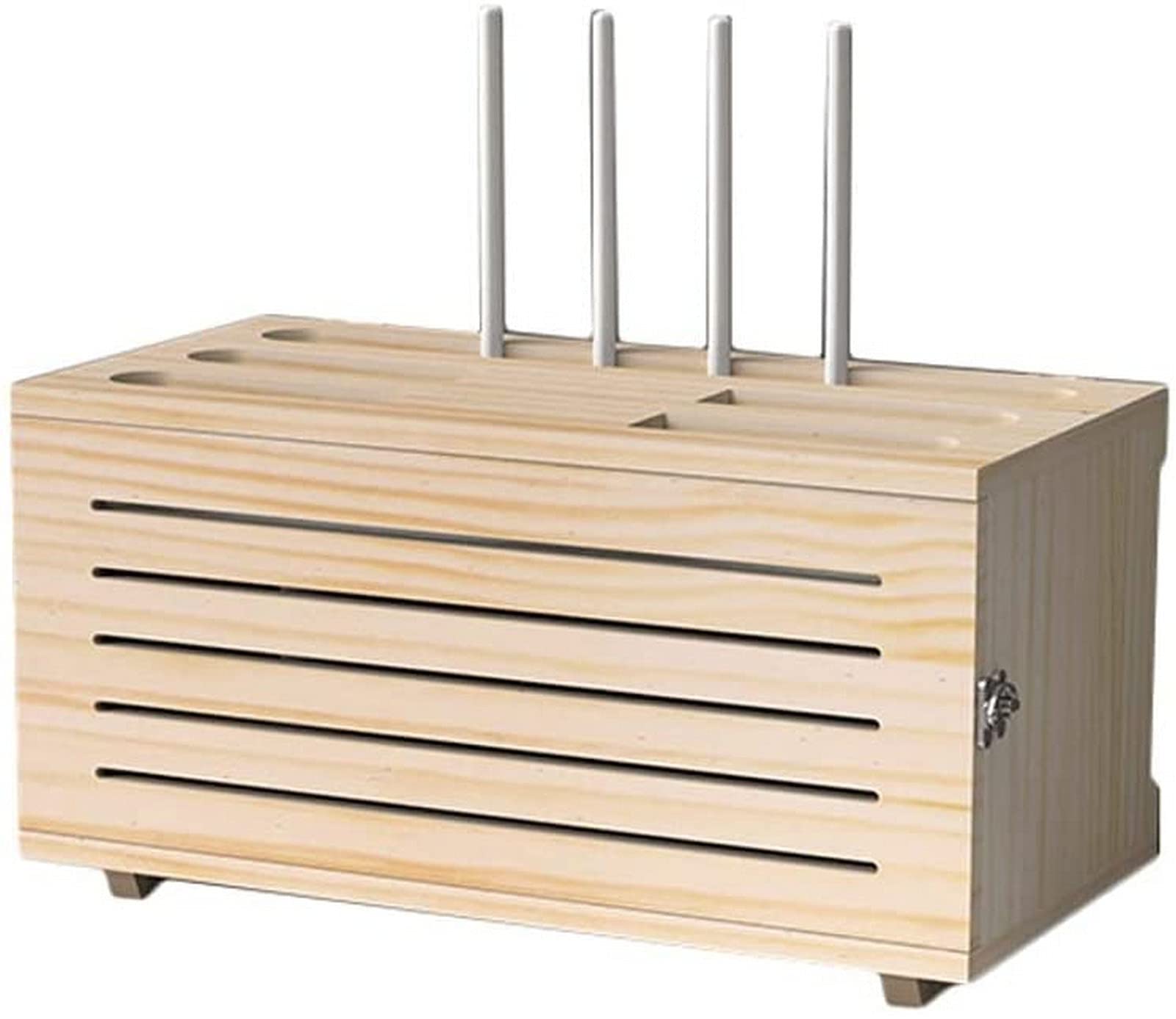 Premium Solid Wood WiFi Router Storage Box - Wall-Mounted Wireless Router Organizer with Cable Management for Living Room, Office & Home Theater (Varnish Finish) - Perfect for Hiding Wires & Organizing Set-top Boxes, Power Strips & Desktop Electronics
