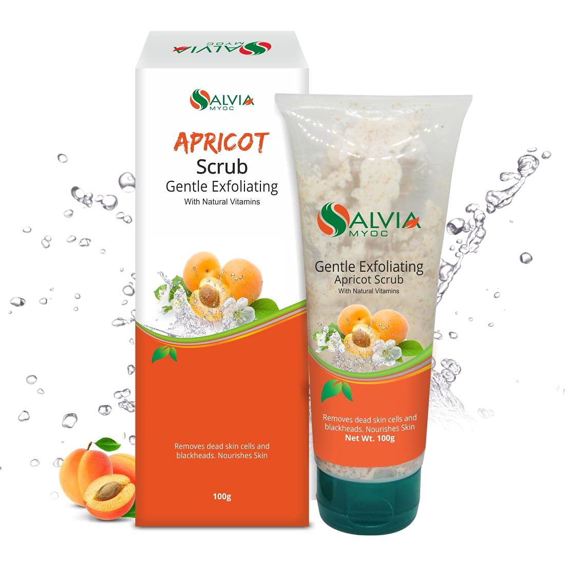 MYOC Gentle Exfoliating & Deep Cleansing Apricot Scrub - Skin Firming & Hydrating Face Wash for All Skin Types | Naturally Removes Blackheads, Whiteheads & Dead Skin Cells | No Harsh Chemicals - 100g | Perfect for Daily Skincare Routine & Acne Treatment