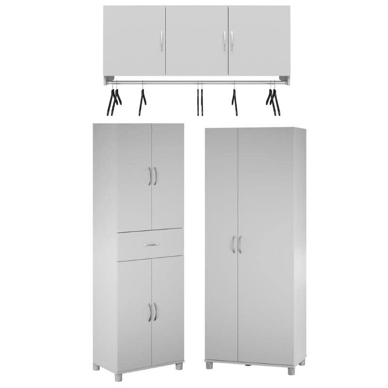 Home Square 3-Piece Storage Cabinet Set - Tall Cabinet & 3-Door Wall Cabinet for Kitchen, Bathroom & Garage Organization | Space Saving Storage Solution