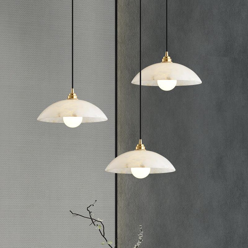 Merlin Mona Alabaster Dome Pendant Light - Adjustable Cord Hanging Chandelier for Kitchen Island, Dining Room & Bedroom Lighting