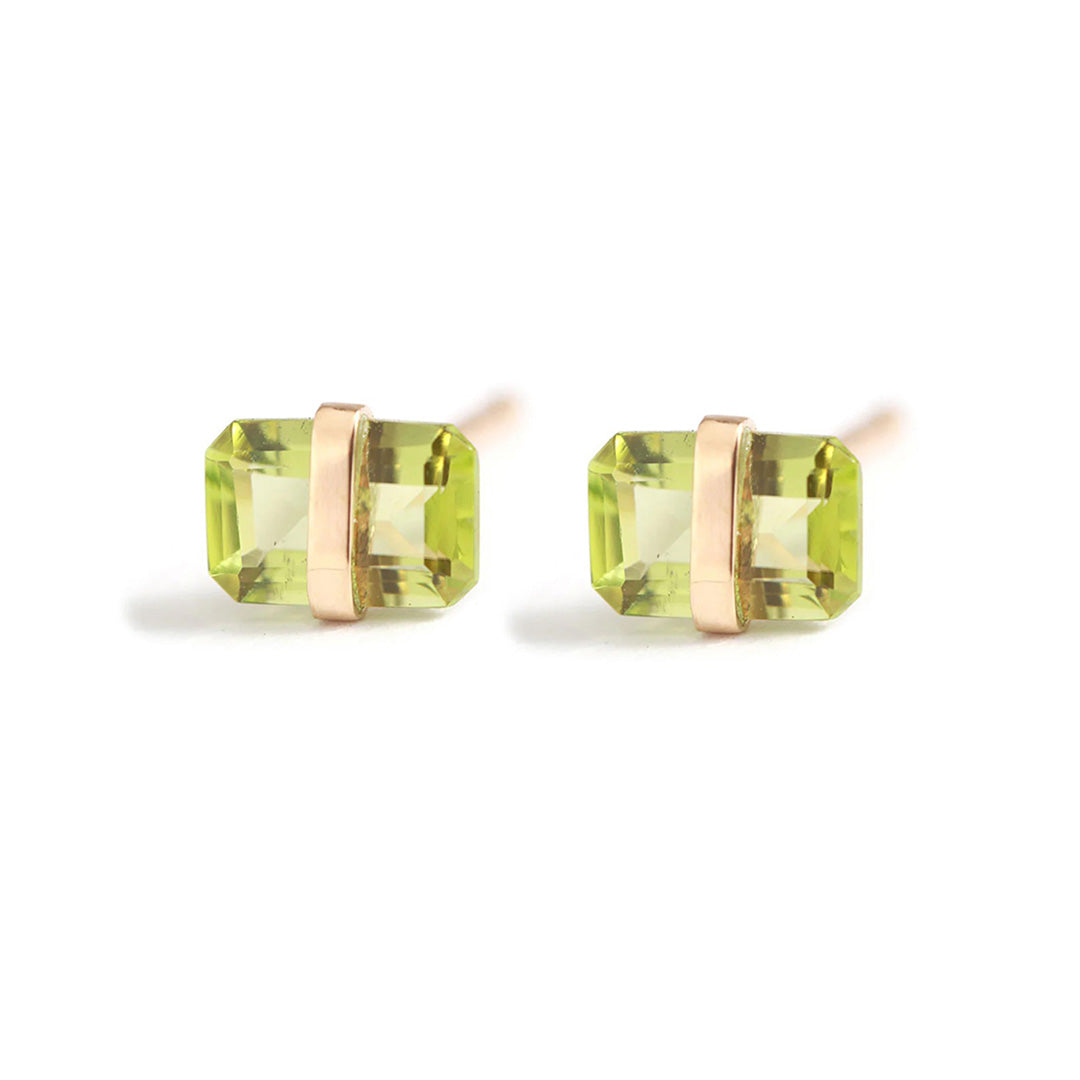Bezel Wrapped Peridot Stud Earrings - Dainty Green Gemstone Jewelry for Women | Perfect for Everyday Wear, Gift Giving & Special Occasions