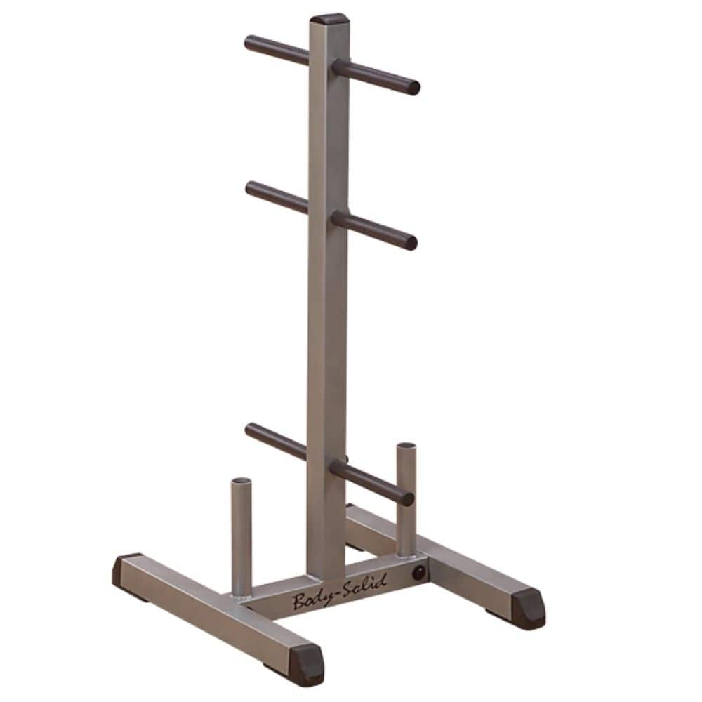 Body Solid Standard Plate Tree & Bar Holder GSWT - Heavy Duty Weight Plate Storage Rack for Home & Commercial Gyms - Organize Dumbbells, Barbells & Fitness Equipment