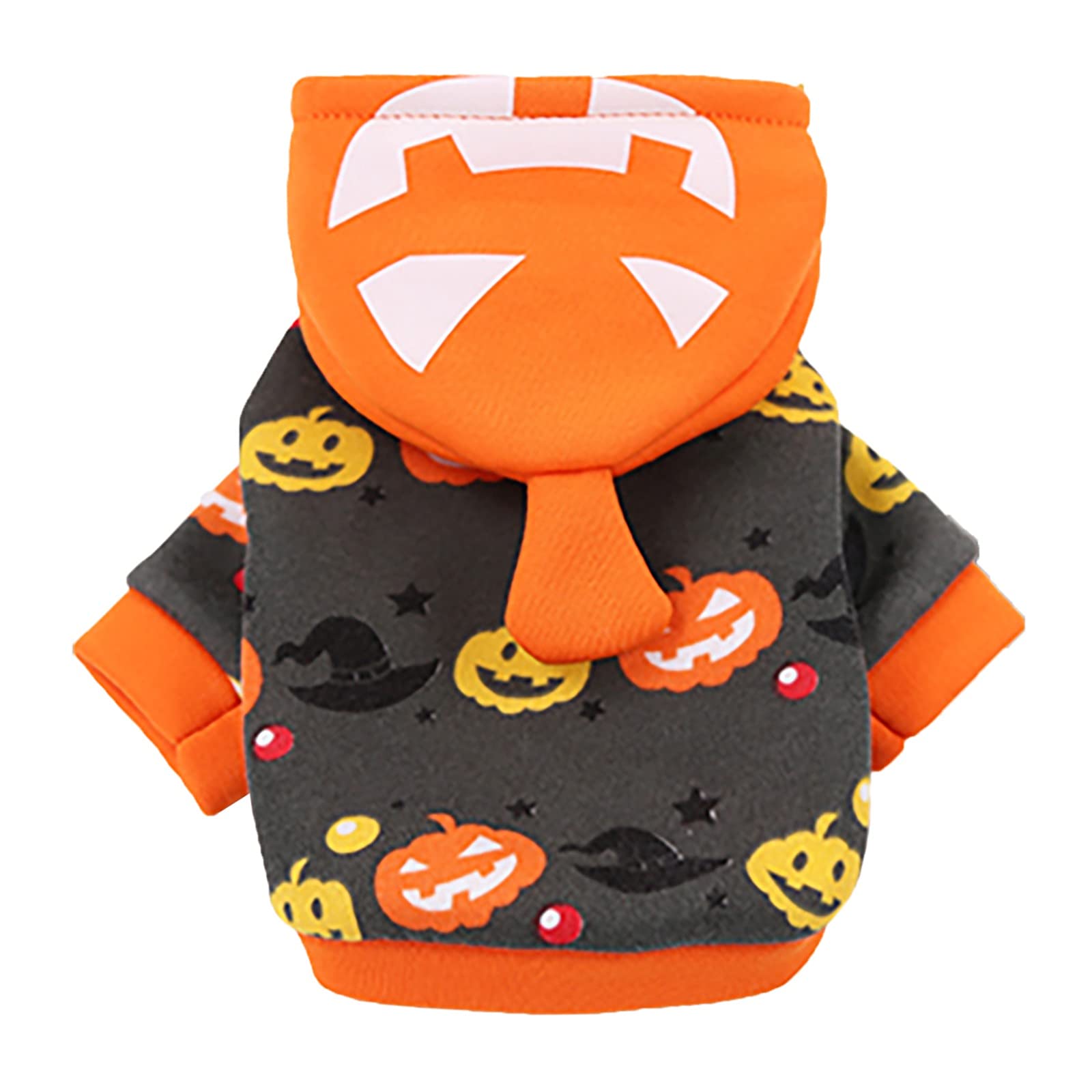 Jolincc Halloween Dog Costume for Small Breeds - Chihuahua Pumpkin Pet Coat, Pullover Puppy Outfit for Boys & Girls - Perfect for Halloween Parties & Festive Pet Photos (Size C, M)