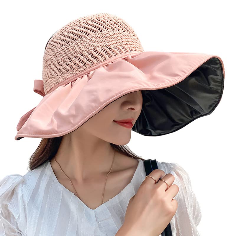 Women's Wide Brim Sun Hat - UV Protection Summer Beach Hat with Bowknot - Fashionable Panama Cap for Outdoor, Travel, and Vacation - Perfect for Beach, Pool, and Garden Parties