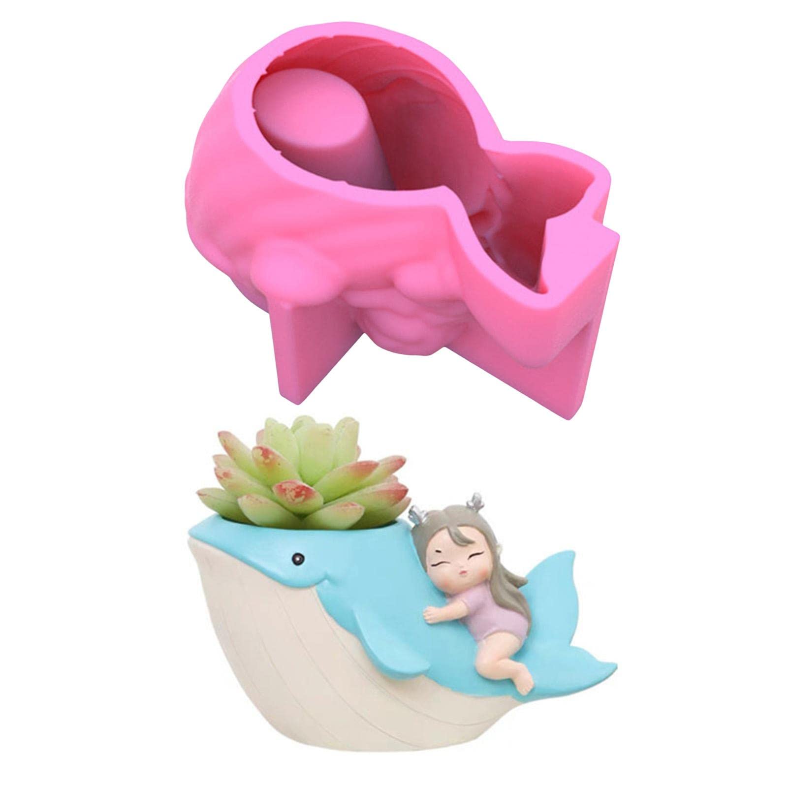 Royalo Silicone Flower Pot Molds - Cute Whale Succulent Planter, Cement & Epoxy Resin Casting Molds for DIY Candle Holders, Ice Shot Glasses - Perfect for Home Decor, Wedding Favors & Craft Projects