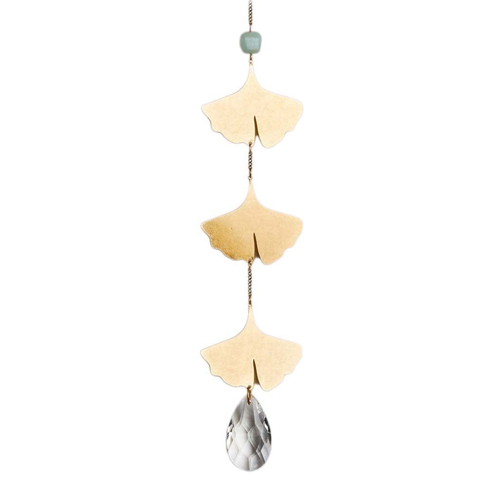 Handmade Botanical Leaf & Amazonite Suncatcher - Natural Crystal Window Decor for Home, Office & Meditation Spaces | Perfect for Sunlight Reflection & Positive Energy