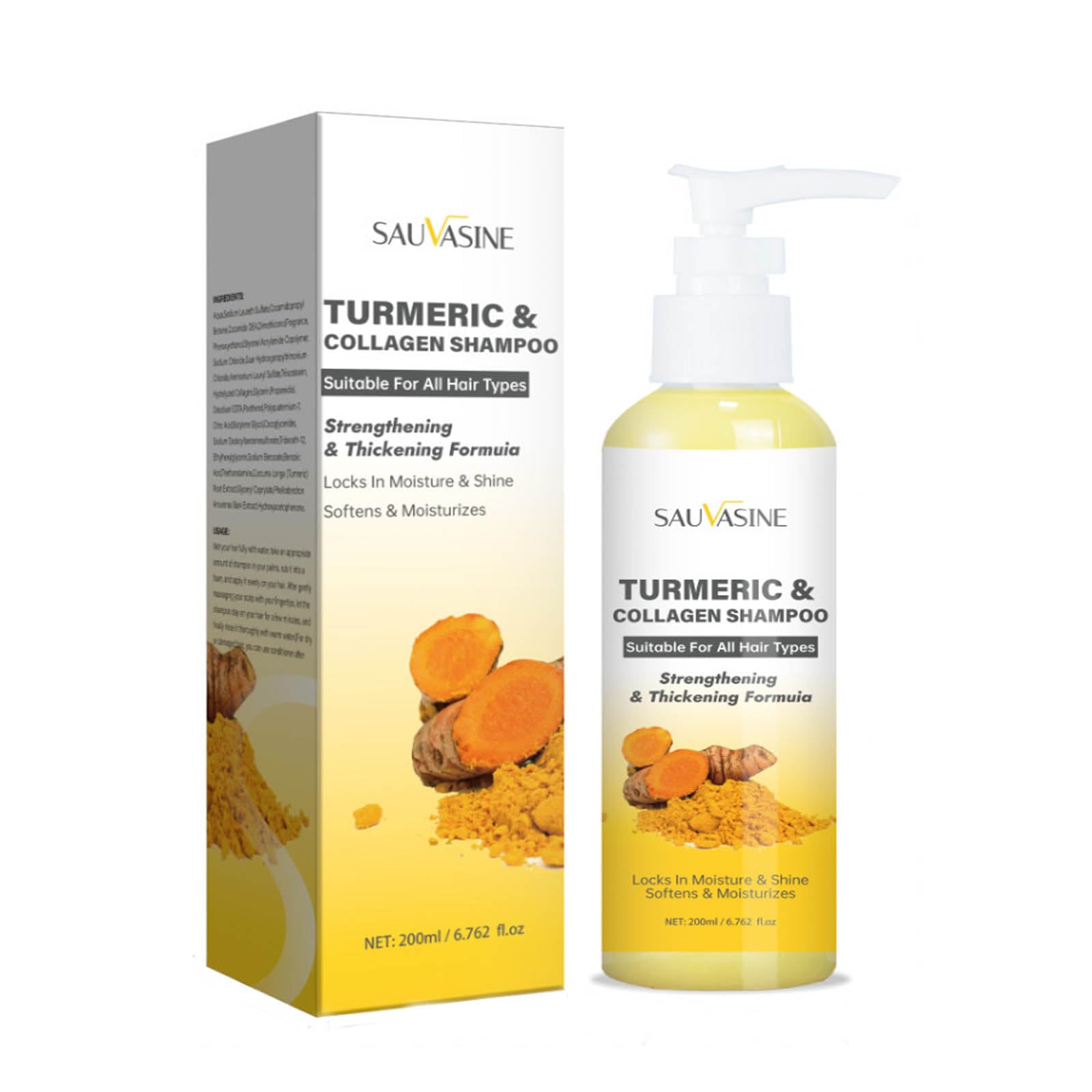 Turmeric & Collagen Shampoo for Hair Growth - Volumizing & Thickening Shampoo with Deep Cleansing Formula for Oily & Thin Hair - Natural Hair Care for Women & Men - Perfect for Daily Use & Scalp Nourishment