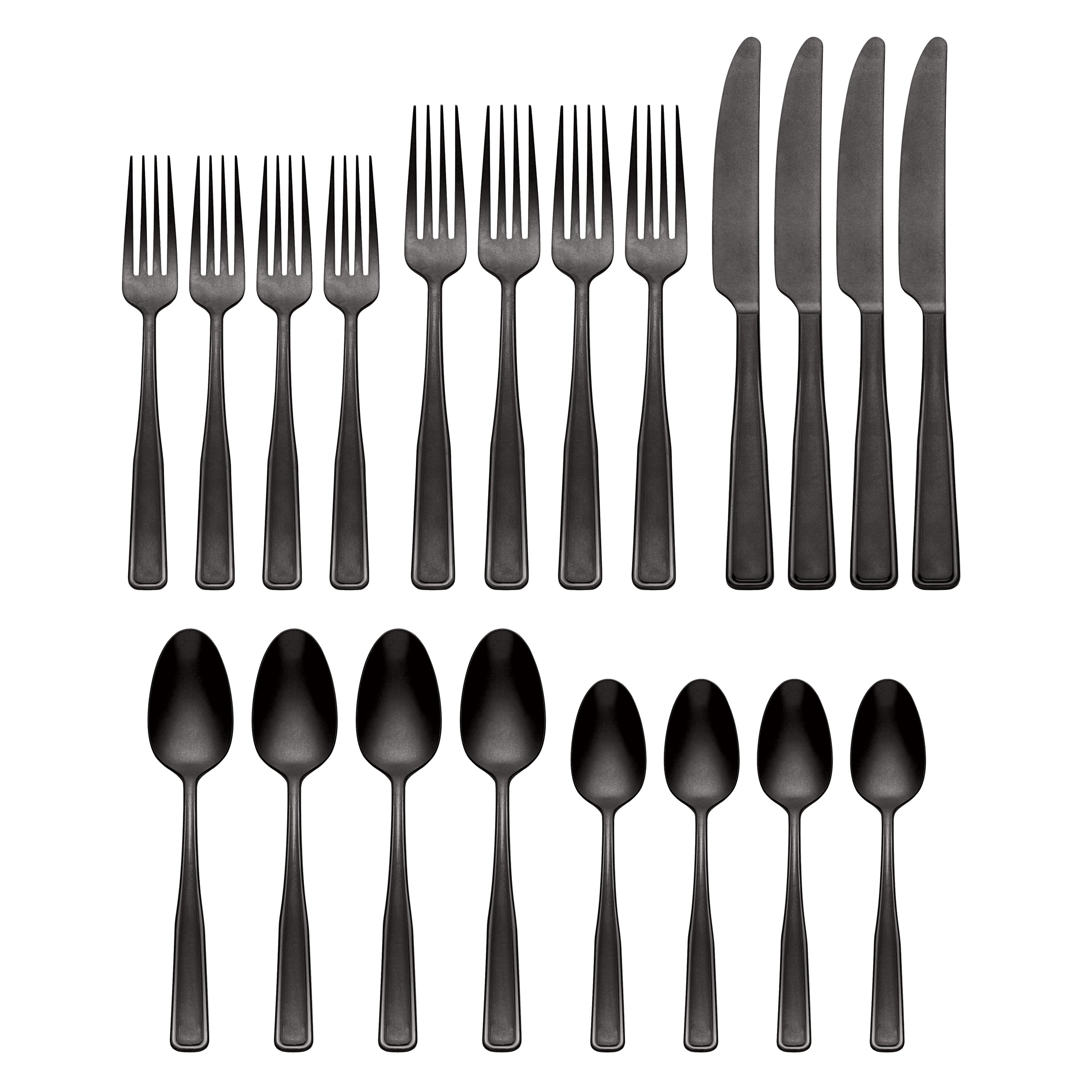 Reid Black Vintage 20-Piece Flatware Set - Stainless Steel Cutlery Set for 4 - Elegant Tableware for Dinner Parties, Weddings & Everyday Use
