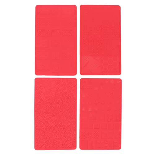 4pcs Nail Stamping Templates - Soft Silicone Stencils for DIY Nail Art at Home & Salon