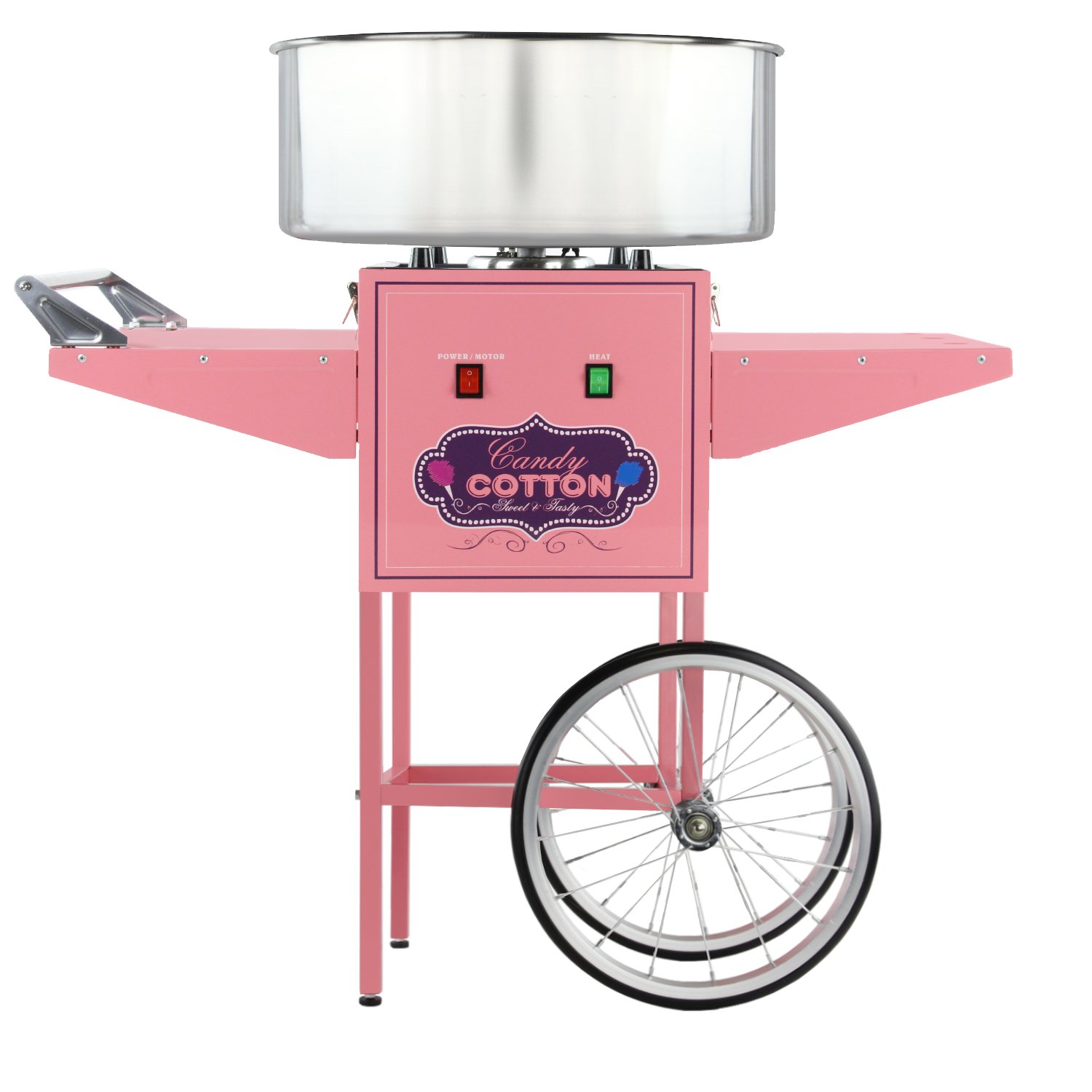 Commercial Cotton Candy Machine with Cart - Heavy Duty Stainless Steel Candy Floss Maker for Parties, Carnivals & Events - Perfect for Birthday, Wedding & Fair Use