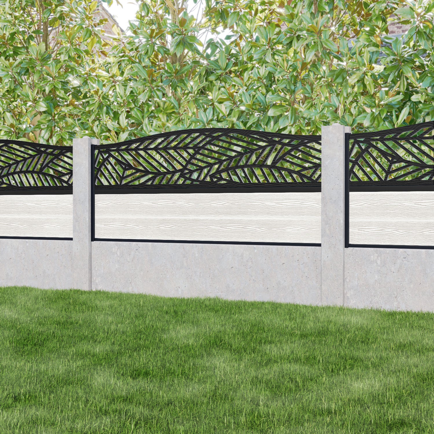 Classic Habitat Curved Top Fence Panel - Light Stone Color - Fits Existing Concrete Posts - Perfect for Garden, Yard & Property Boundary Protection