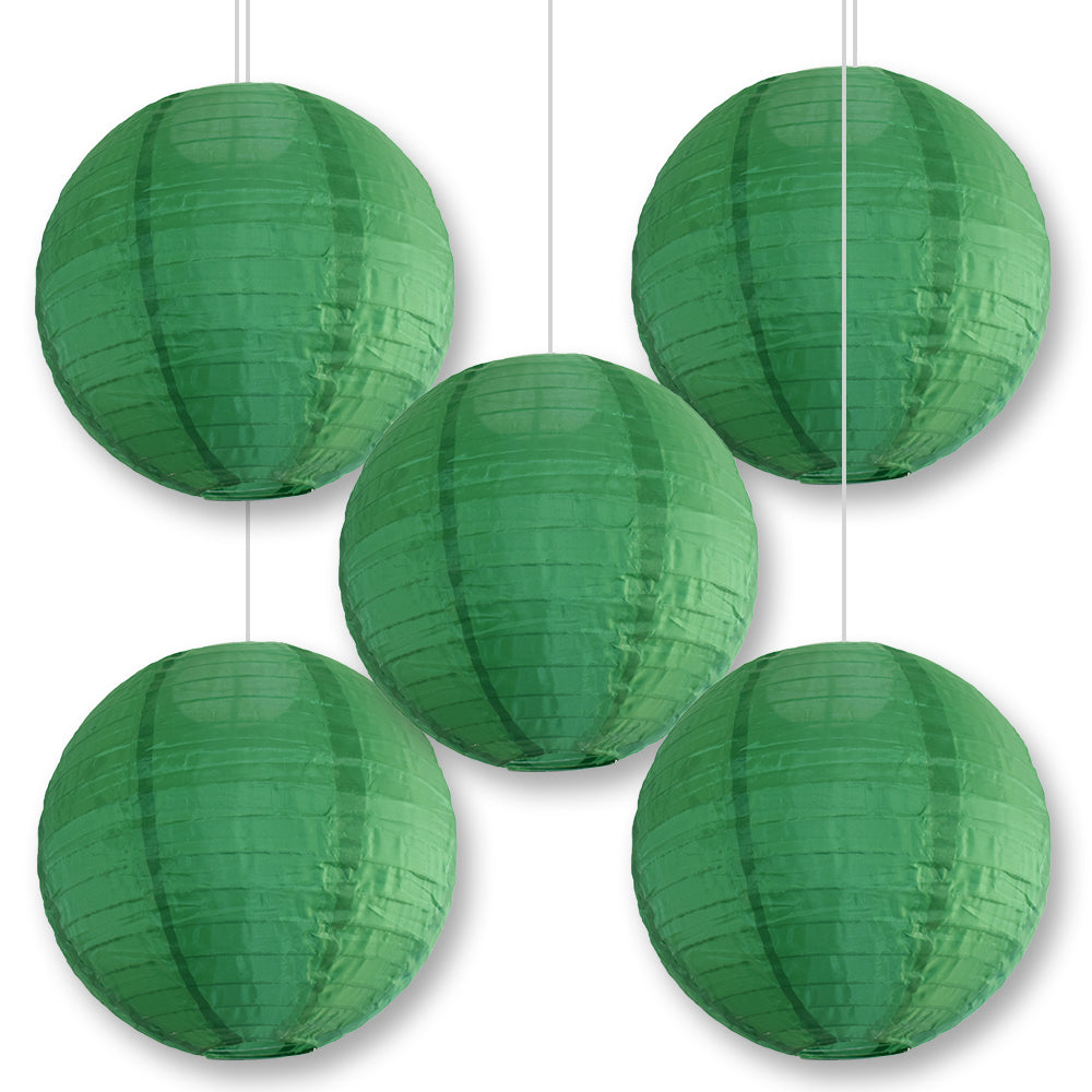 5 Pack Emerald Green Shimmering Nylon Lanterns - 14