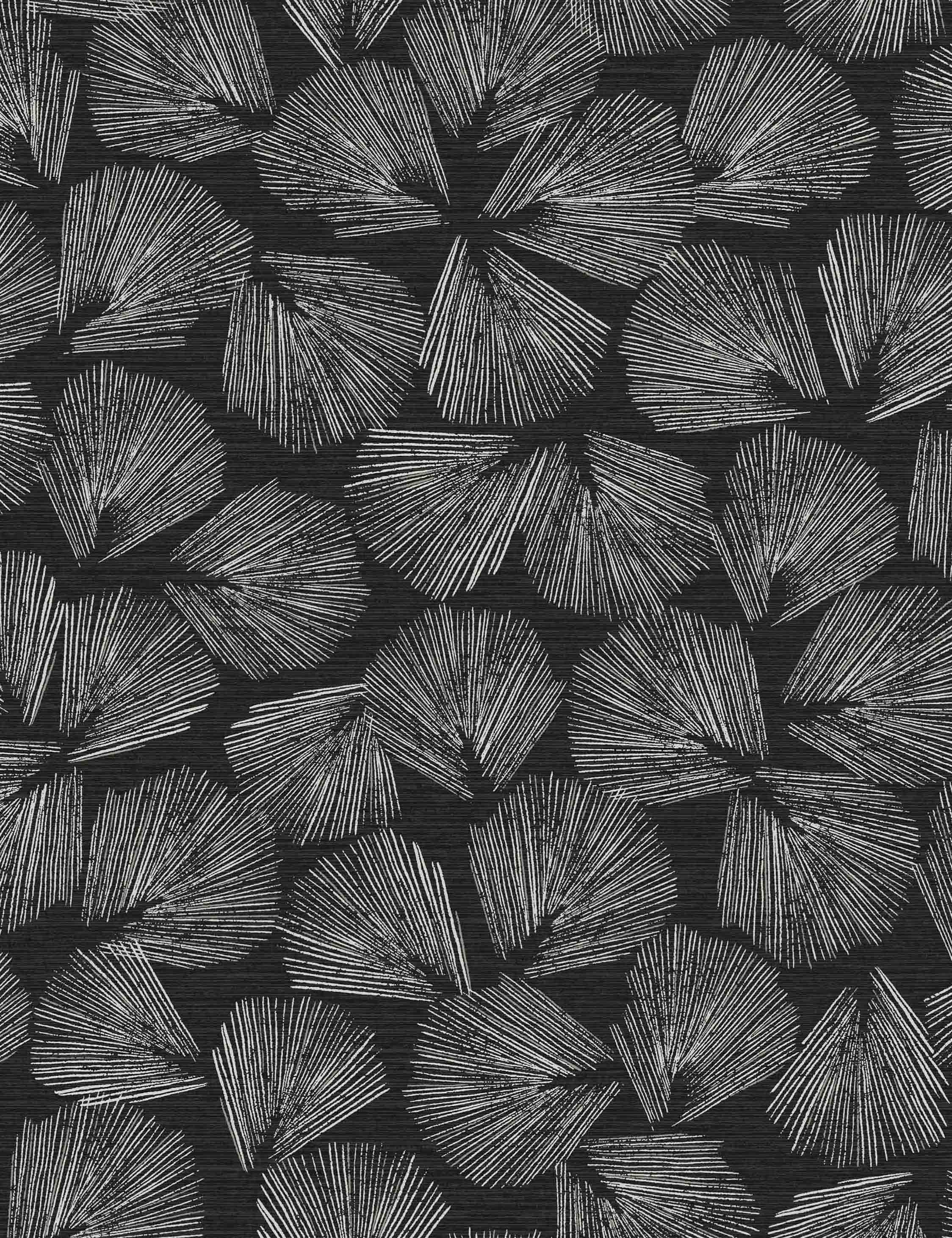 Elora Leaf Wallpaper Swatch by Christiane Lemieux - Black Botanical Peel & Stick Wallpaper Sample for Home Decor, Bedroom, Living Room, Nursery