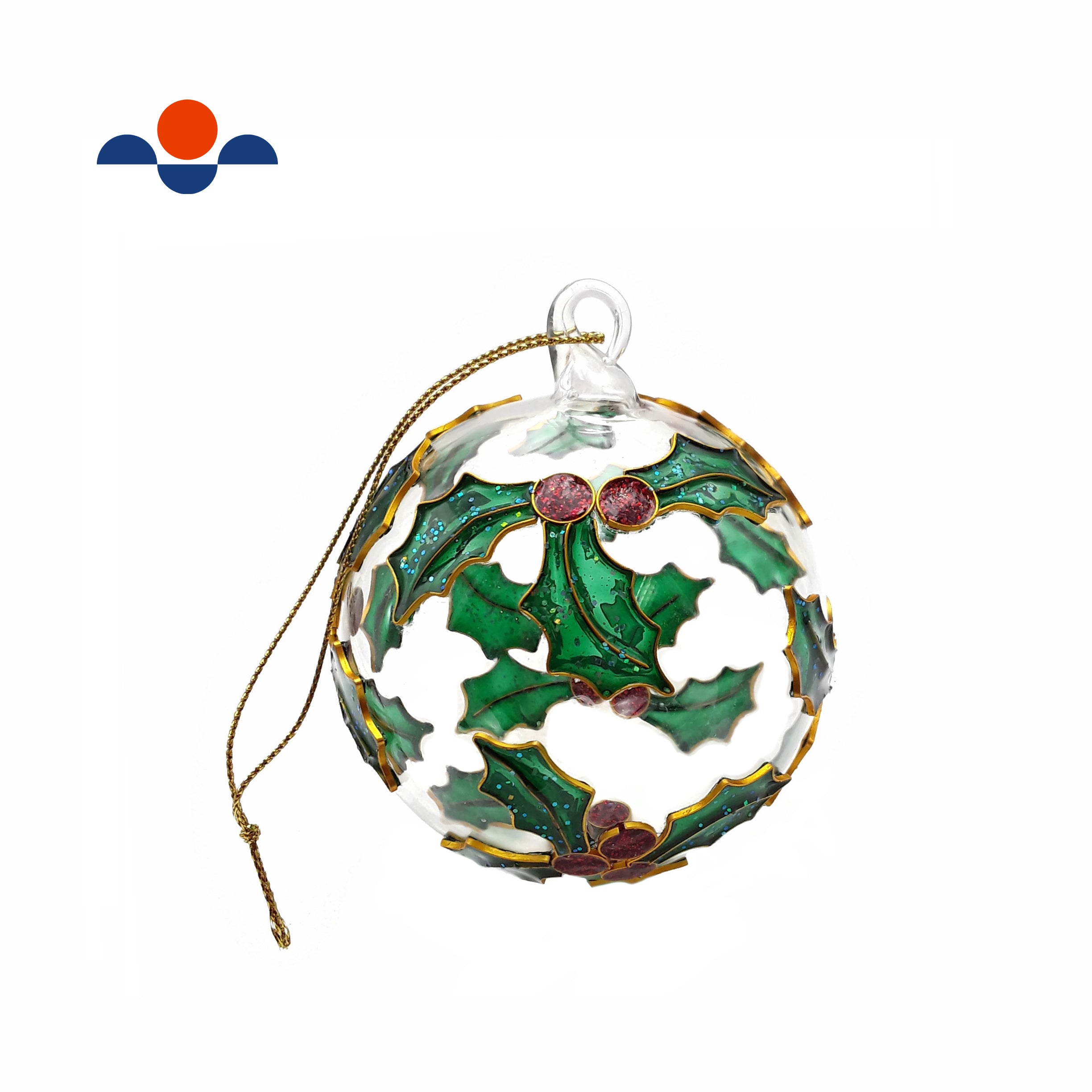 Handmade Cloisonne Christmas Tree Ornament - Elegant Mistletoe Ball Holiday Decoration (3-Pack) - Perfect for Xmas Tree Decor, Gift Exchange & Festive Home Decorating