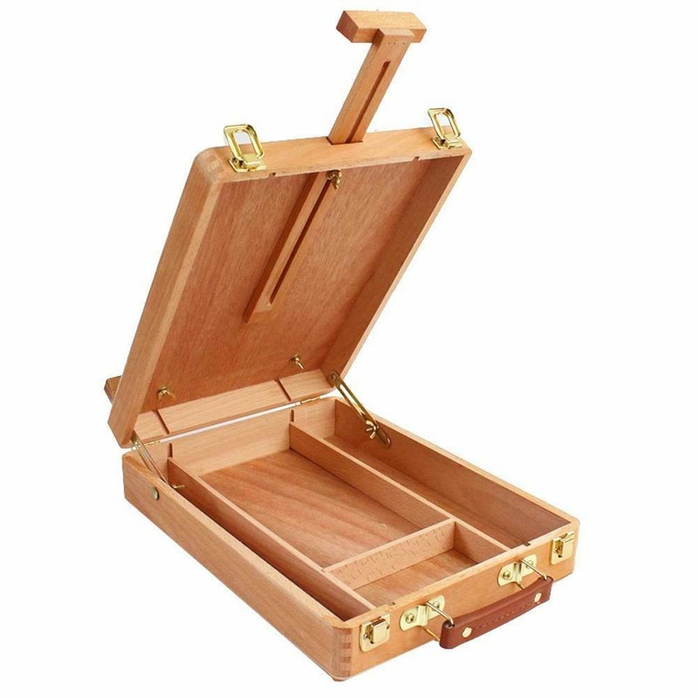 YeSbTx Wooden French Easel Art Box - Portable Desktop Easel & Art Supplies Organizer for Painting, Sketching, Drawing | Perfect for Students, Beginner Artists & Art Studio Storage (Holds Paints, Markers, Sketch Pads) - Ideal for Home, Classroom & Outdoor Painting