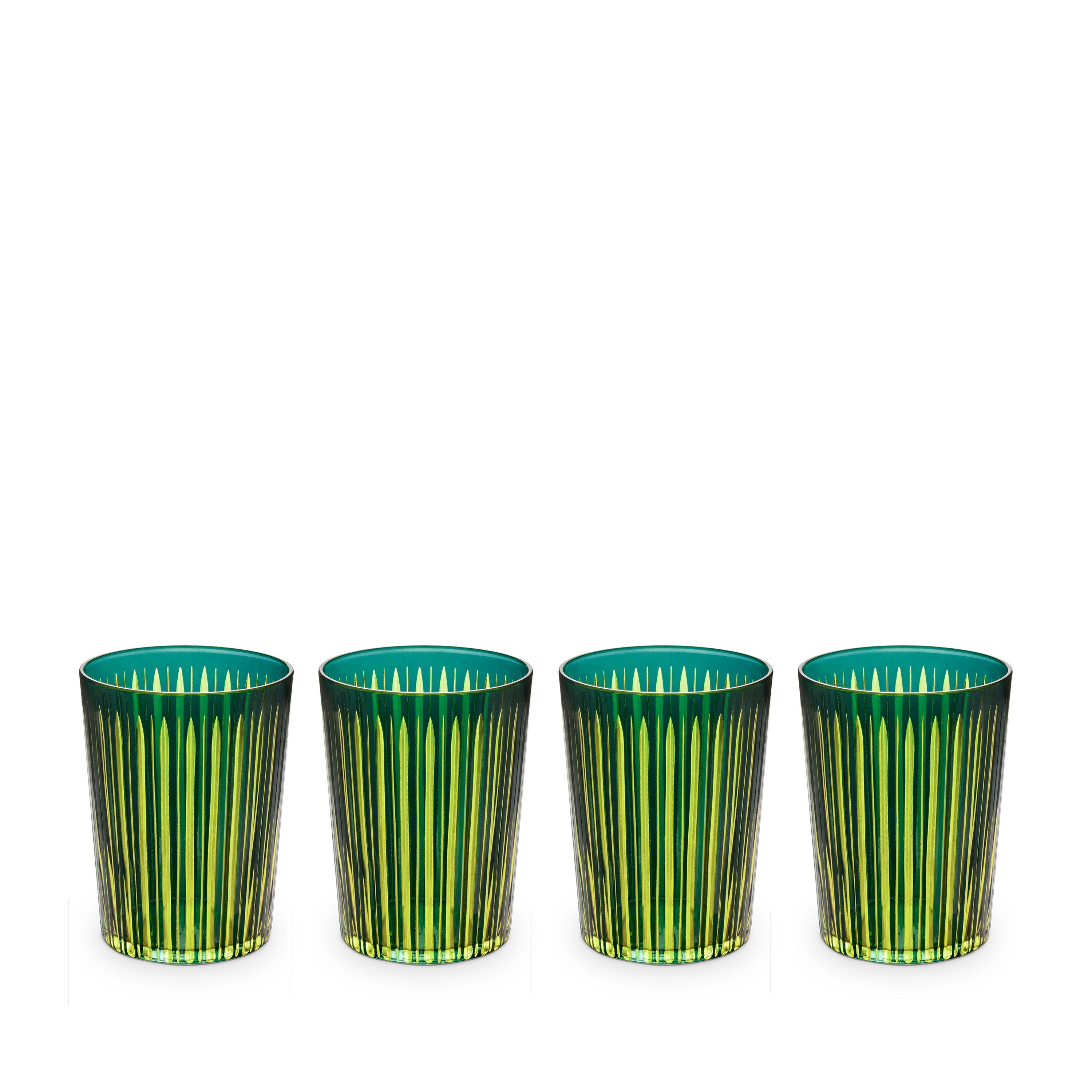 Premium Prism Highball Glasses - Set of 4 Vibrant Green Cocktail Glasses for Whiskey, Iced Tea & Summer Drinks | Elegant Barware for Home Entertaining & Parties