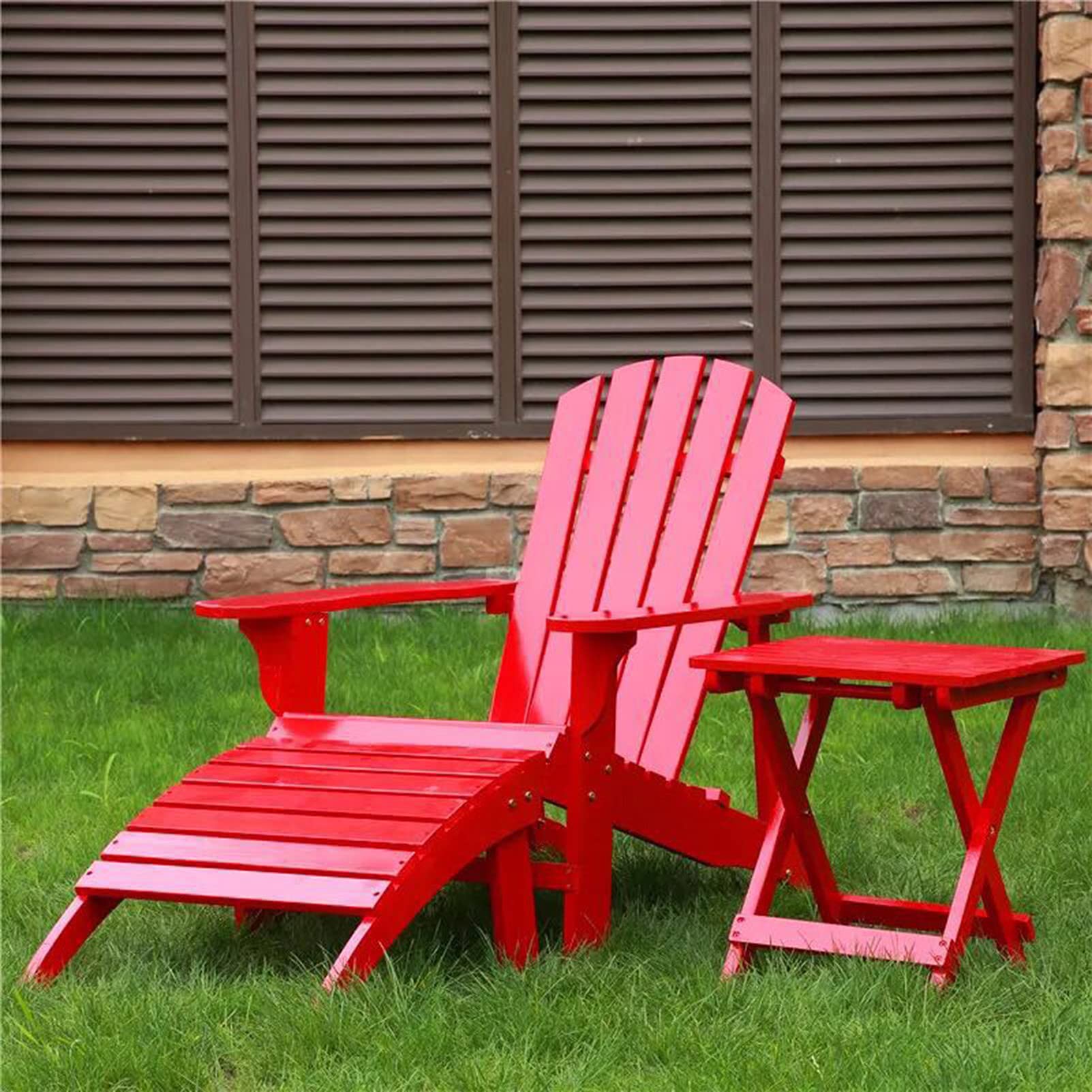 Premium Solid Wood Outdoor Garden Deck Chair Set with Detachable Footstool & Coffee Table - Weather-Resistant Patio Lounge Chairs for Poolside, Backyard, and Garden Relaxation - Perfect for Sunbathing, Reading, and Outdoor Entertaining