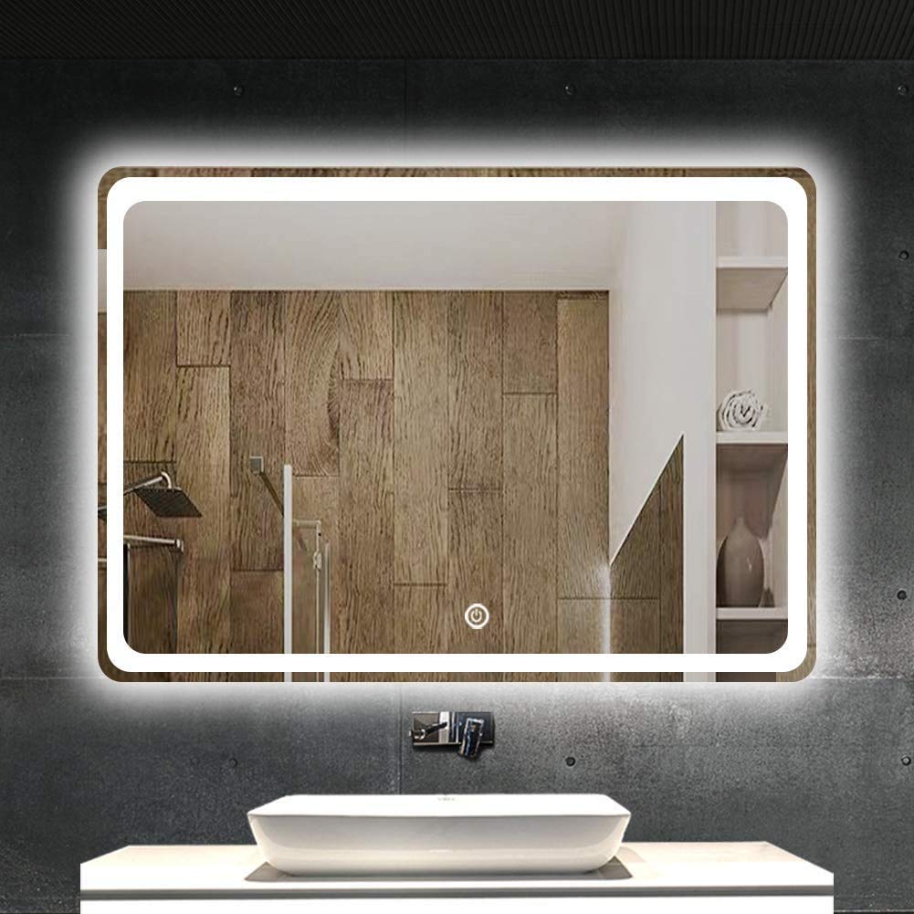 32x24 Inch LED Bathroom Mirror with Backlit Lighting - Frameless Wall Mounted Horizontal Makeup Vanity Mirror, Shatterproof & Fog Resistant - Perfect for Modern Bathrooms, Dressing Rooms & Vanity Areas