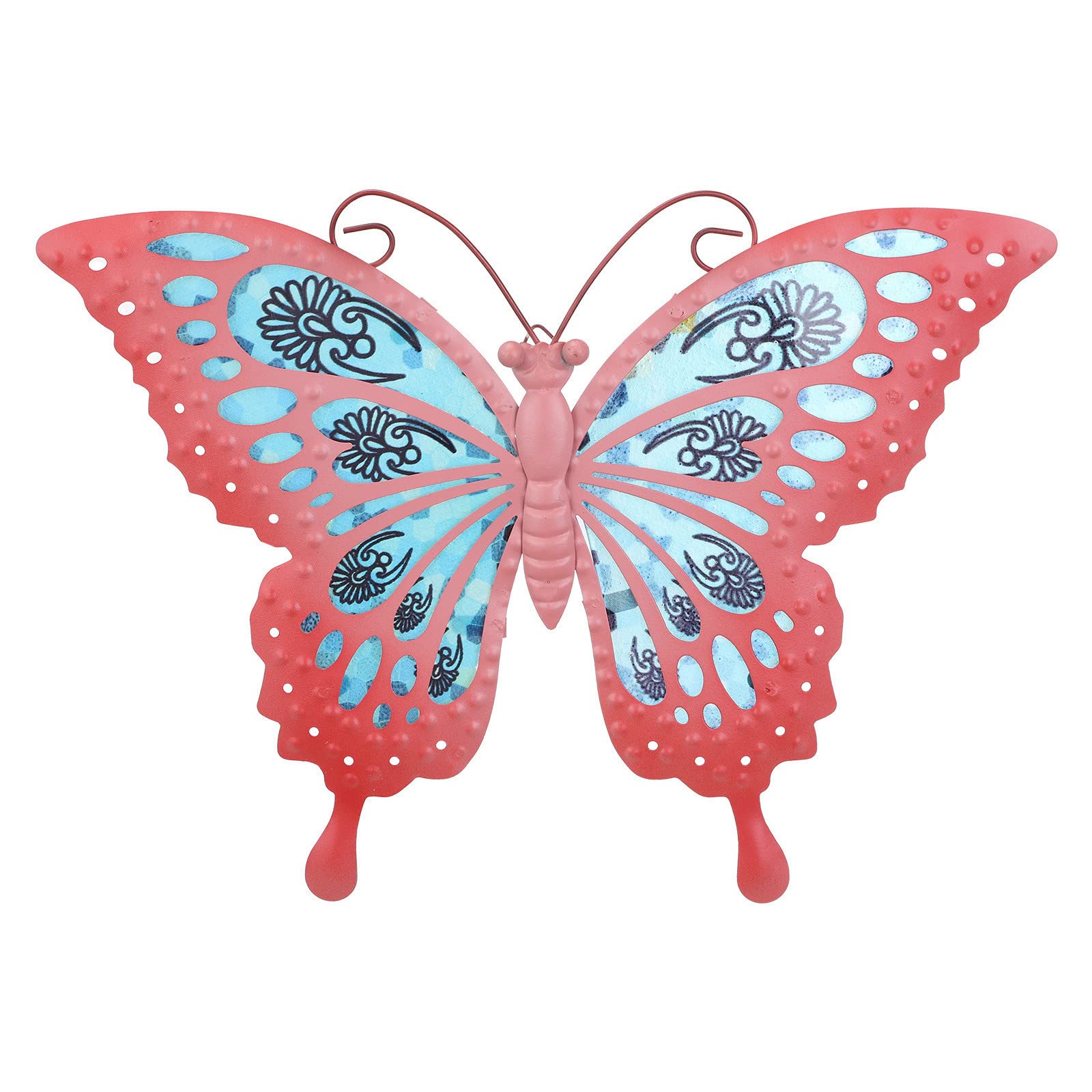 Iron Glass Butterfly Wall Hanging - Indoor Outdoor Garden Decor for Christmas