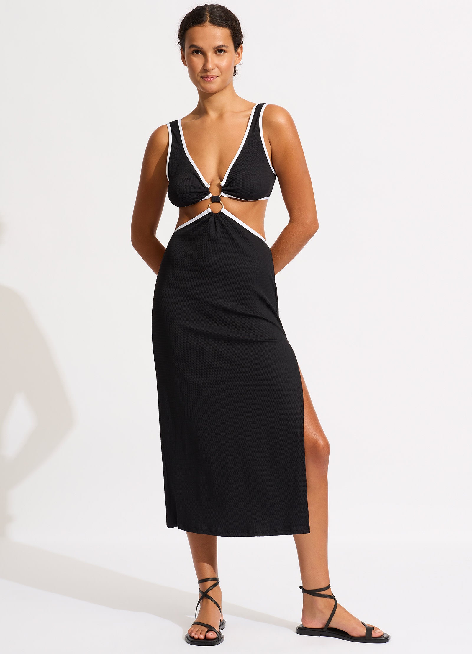 Beach Bound Beach Boidi Midi Dress - Black | Flowy Summer Dress for Women | Perfect for Beach Vacations, Pool Parties & Tropical Getaways