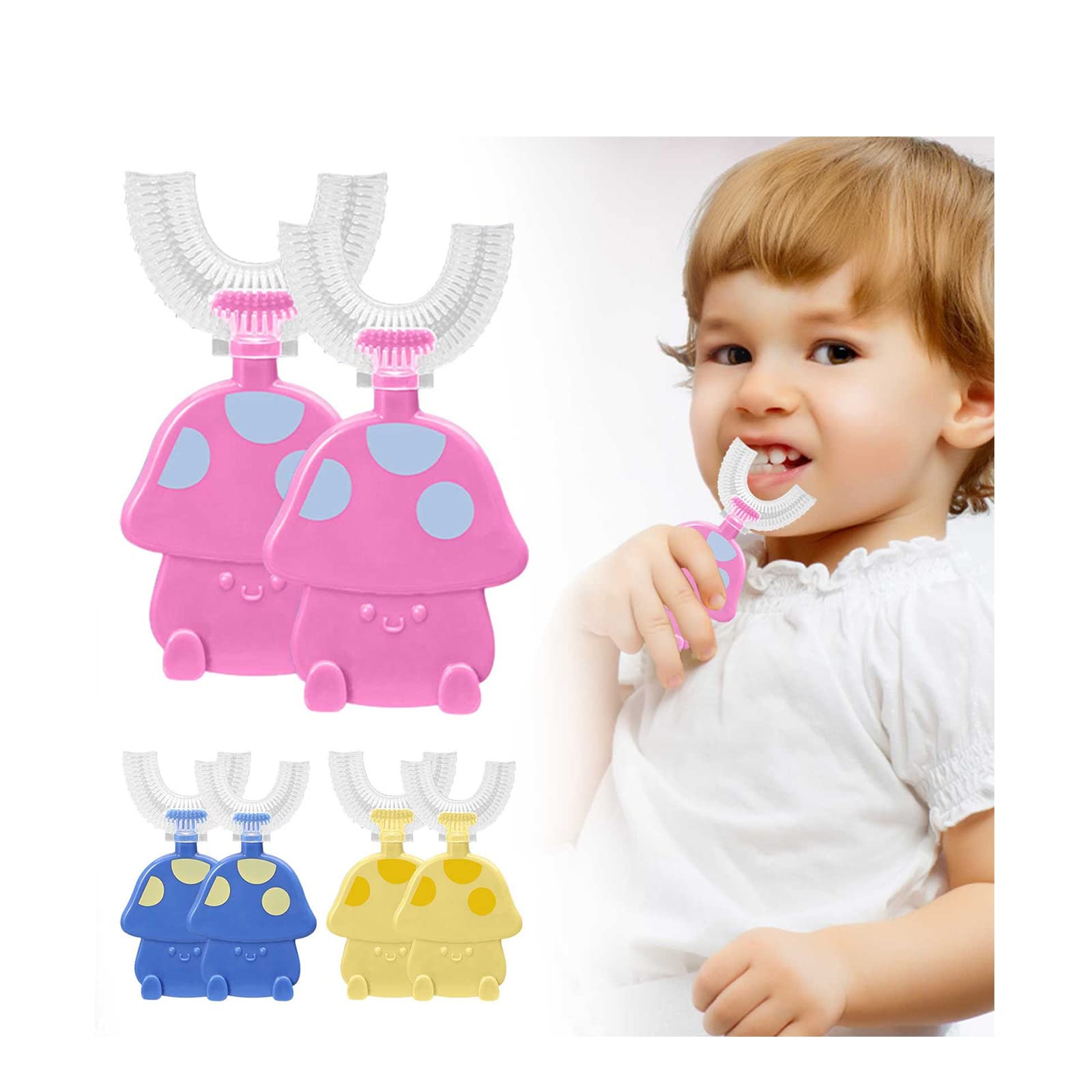 Kids U-Shaped Toothbrush - Soft Silicone Brush for Toddlers 2-6 | Gentle Teeth Cleaning for Bath Time & Travel